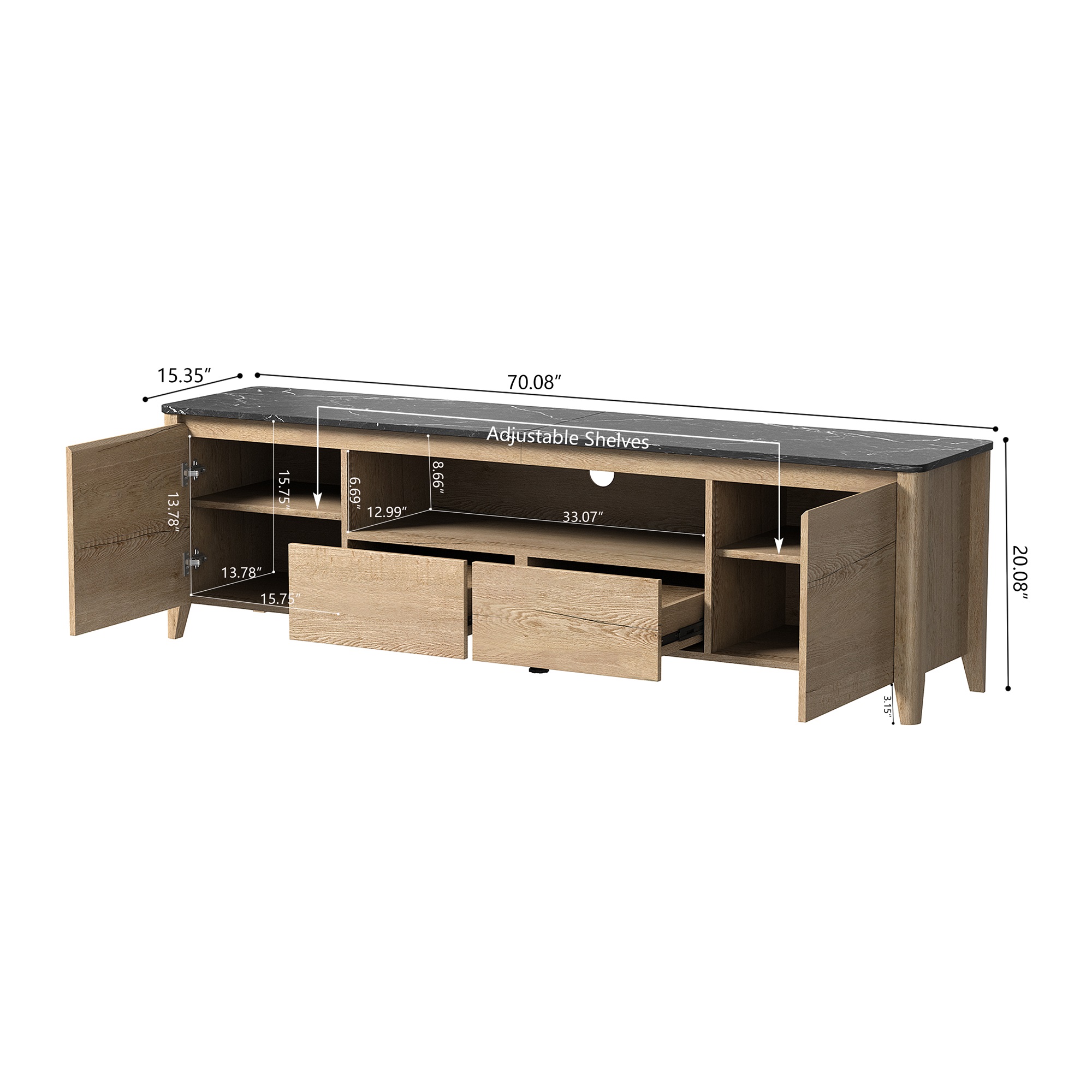 Kepooman TV Stand Console, TV Cabinet with LED Lights and Storage for Up to 80 inch, Entertainment Center, Natural and White Kepooman TV Stand Console, TV Cabinet with LED Lights and Storage for Up to 80 inch, Entertainment Center, Natural and White