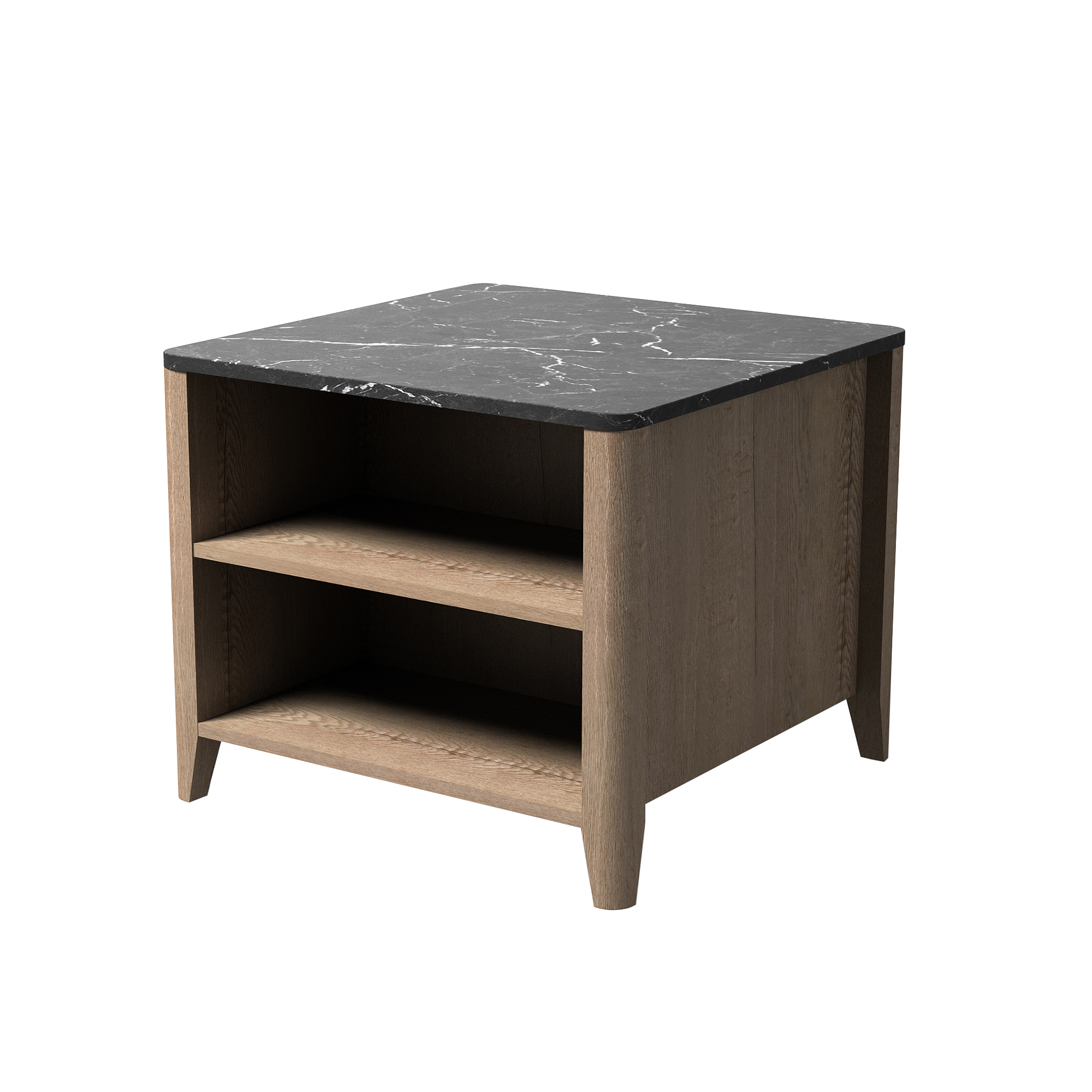 Spaco Rural Style Coffee Table Bedside Table with Drawers for Living Room, Marble