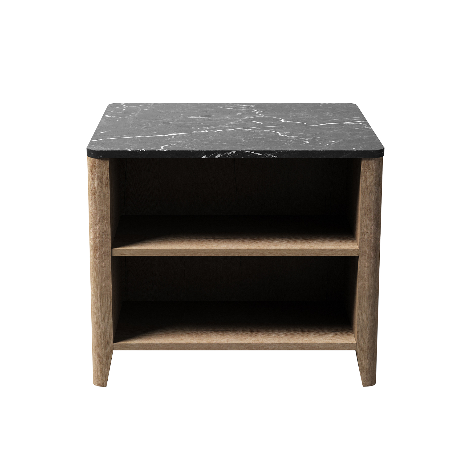 Spaco Rural Style Coffee Table Bedside Table with Drawers for Living Room, Marble