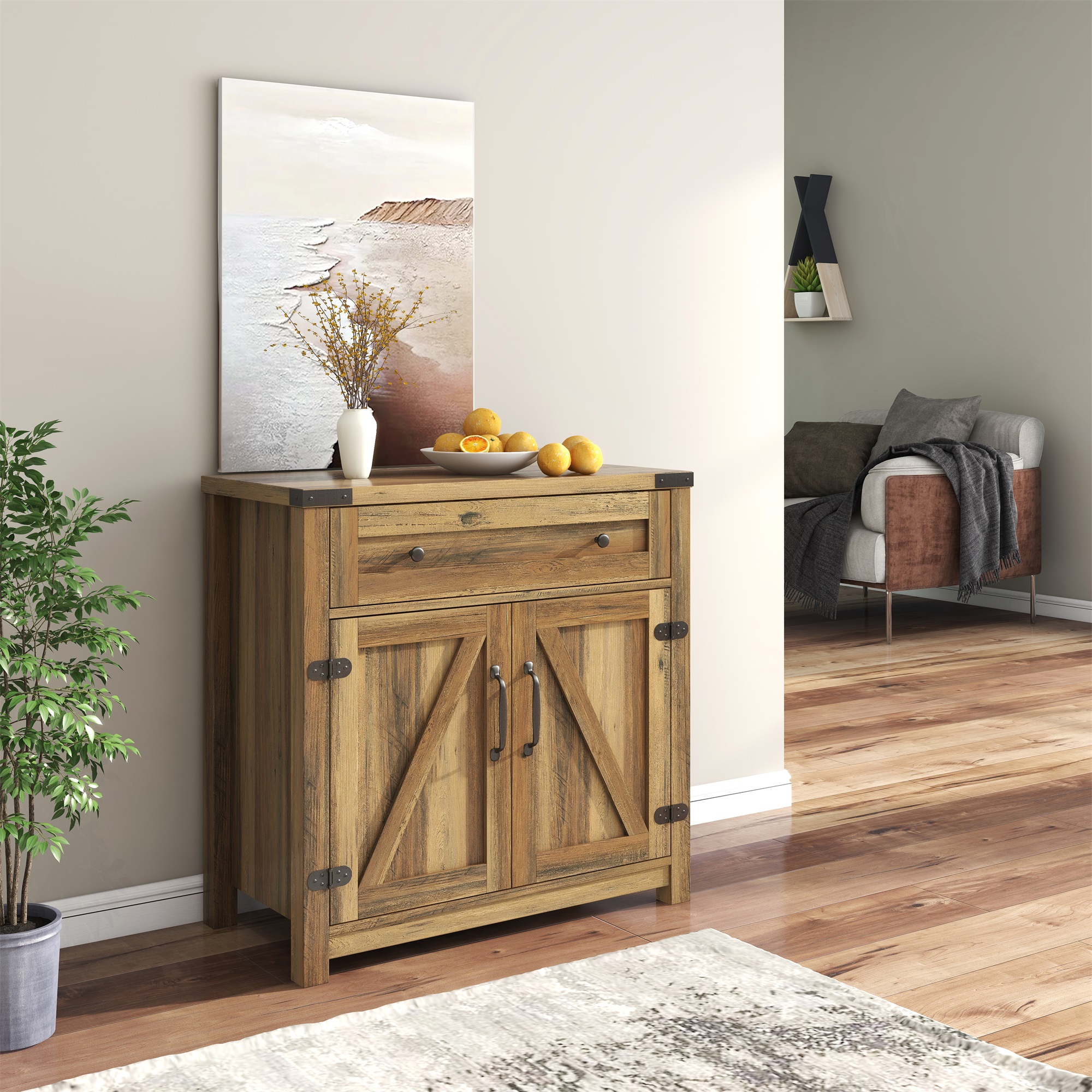 Spaco Accent Dresser Cabinet Storage with Doors Bar Cabinet Buffet Cabinet with Storage for Living Room, Brown Mix