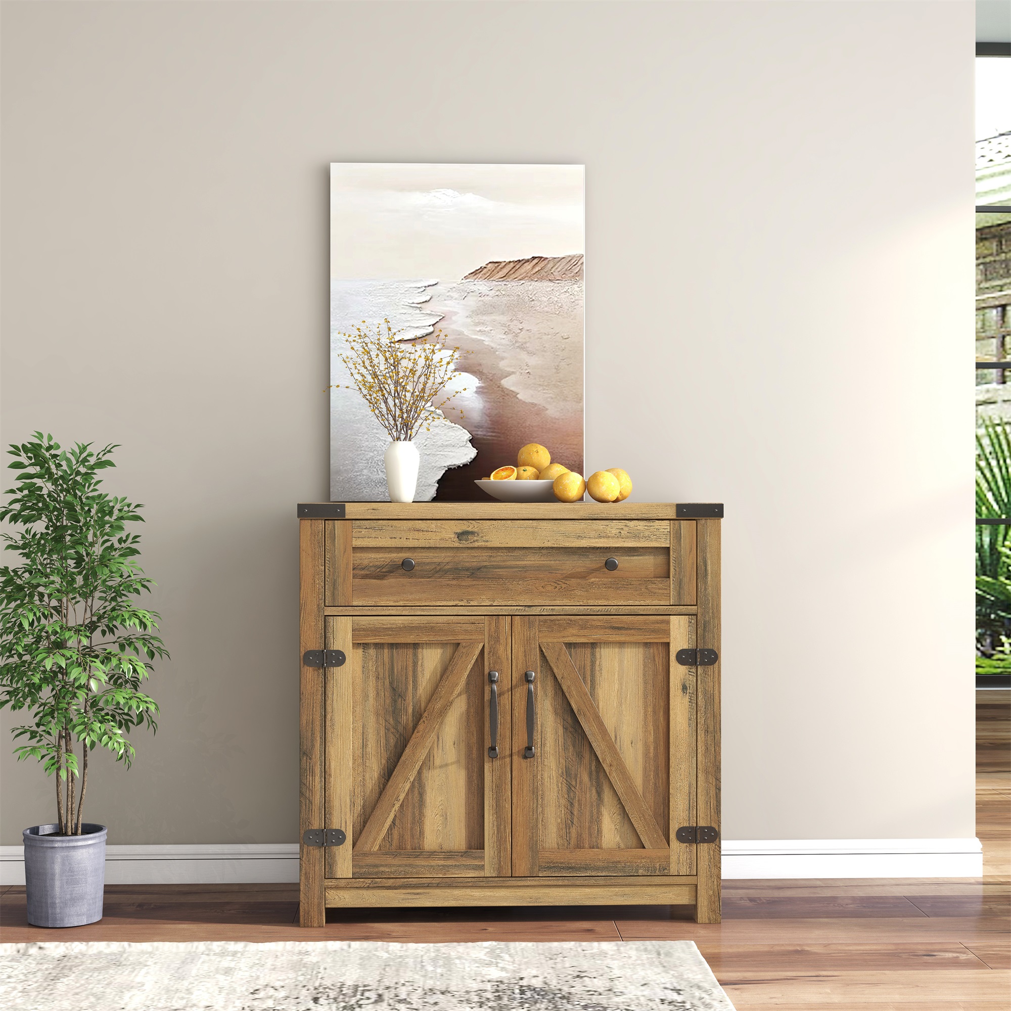 Spaco Accent Dresser Cabinet Storage with Doors Bar Cabinet Buffet Cabinet with Storage for Living Room, Brown Mix