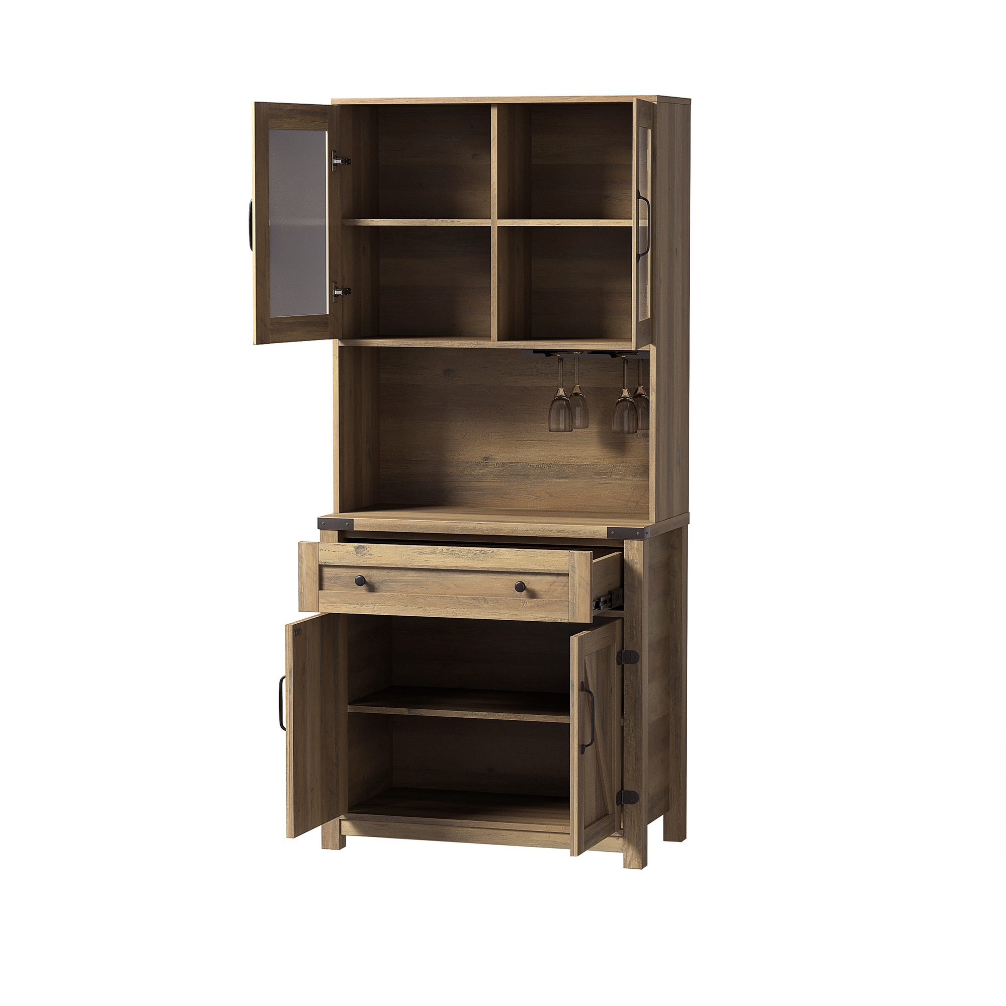 Spaco Accent Dresser Cabinet Storage with Doors Bar Cabinet Buffet Cabinet with Storage for Living Room, Brown Mix