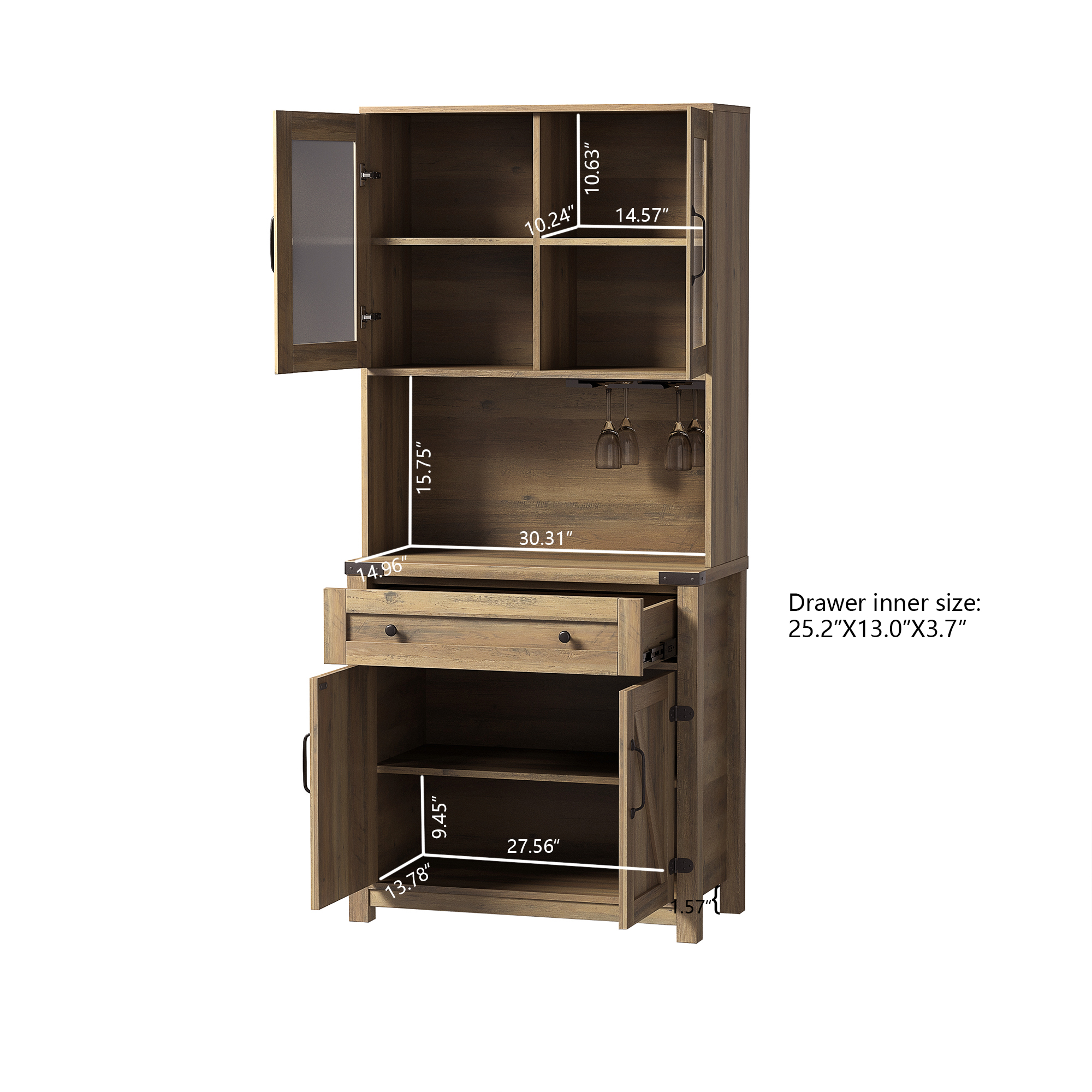 Spaco Accent Dresser Cabinet Storage with Doors Bar Cabinet Buffet Cabinet with Storage for Living Room, Brown Mix