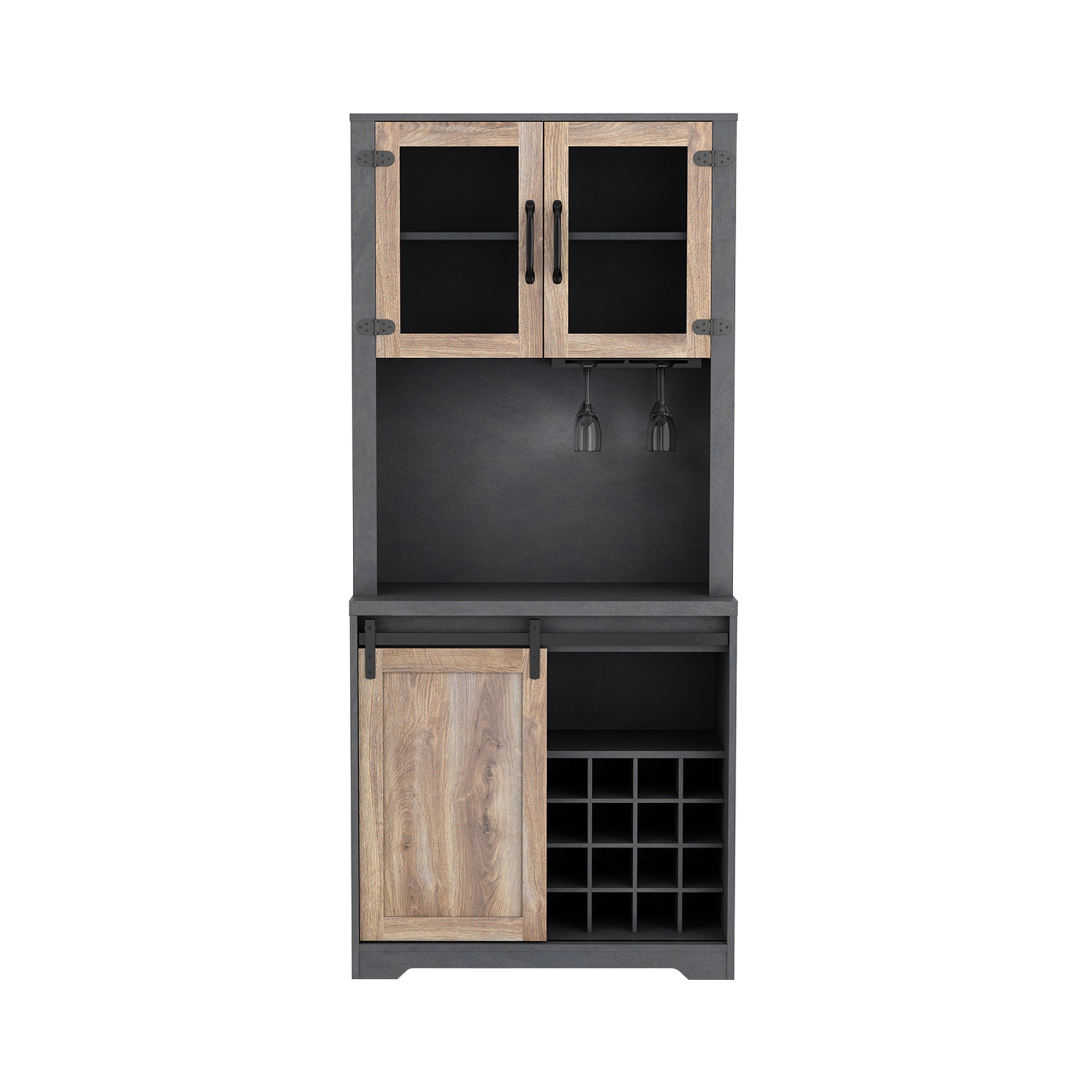 Spaco Accent Dresser Storage Bar Cabinet Buffet Cabinet with Doors Storage for Living Room, Brown+Light Gray