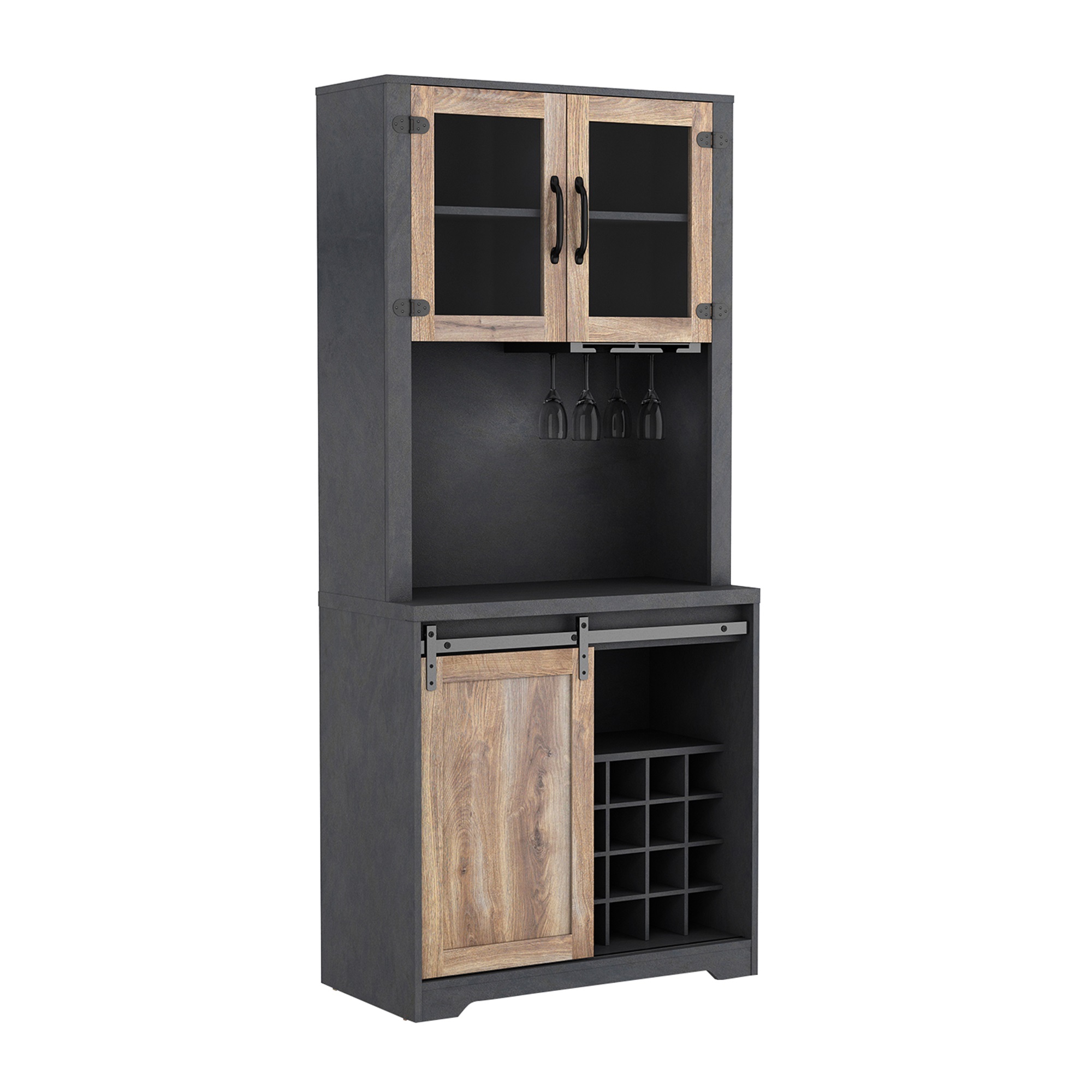 Spaco Accent Dresser Storage Bar Cabinet Buffet Cabinet with Doors Storage for Living Room, Brown+Light Gray