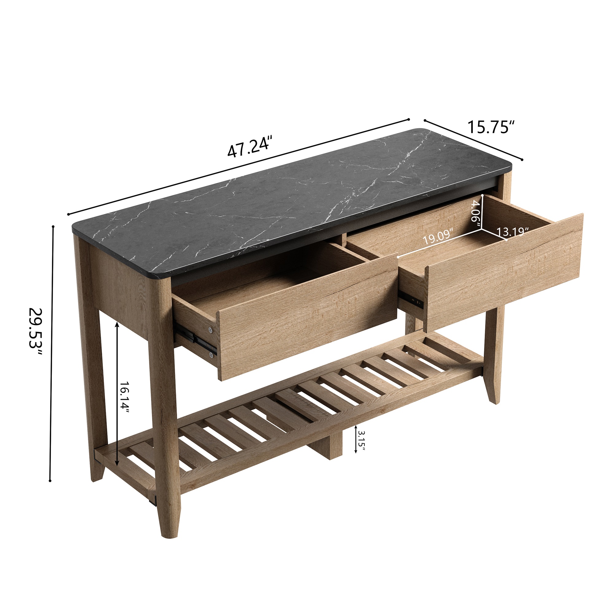 Spaco Modern Tobacco 2 Drawer Coffee Table Bedside Table for Living Room, Brown