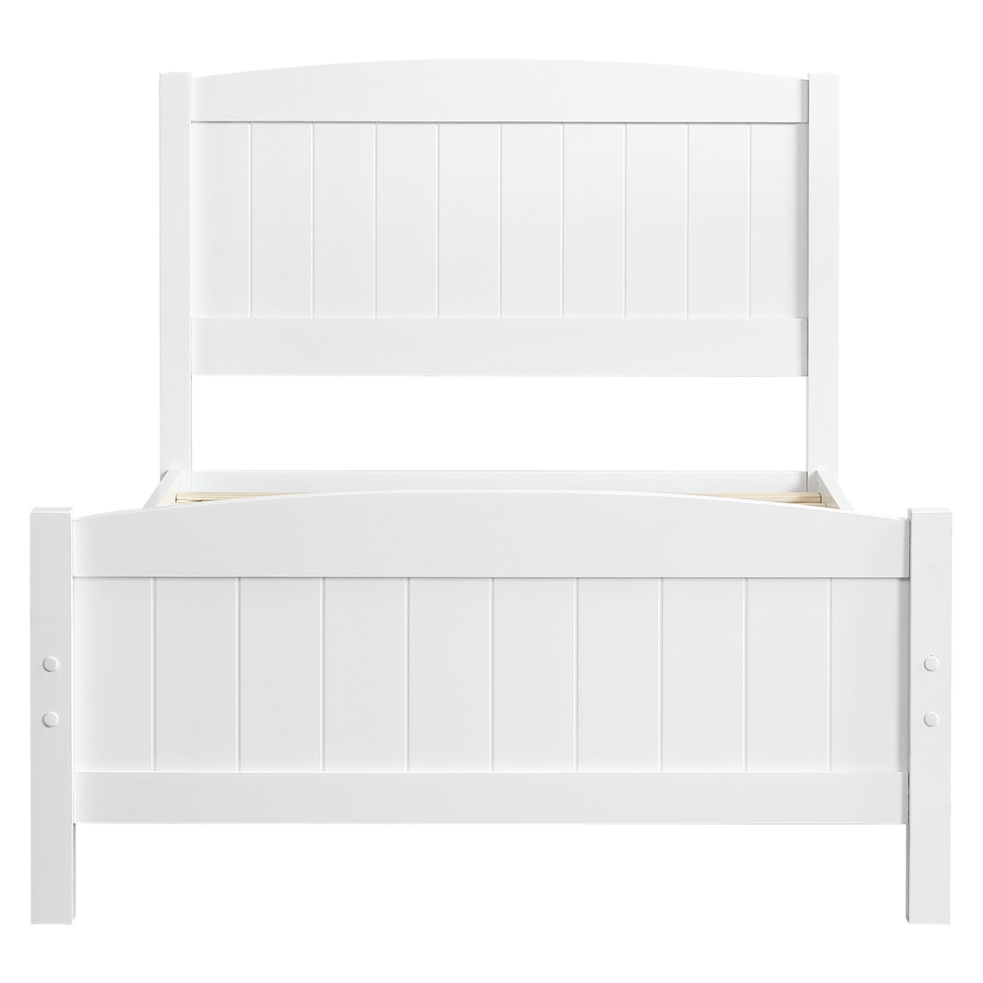 Spaco Twin Pine Bed Frame with Headboard Wood Platform Bed for Kids Adults, White