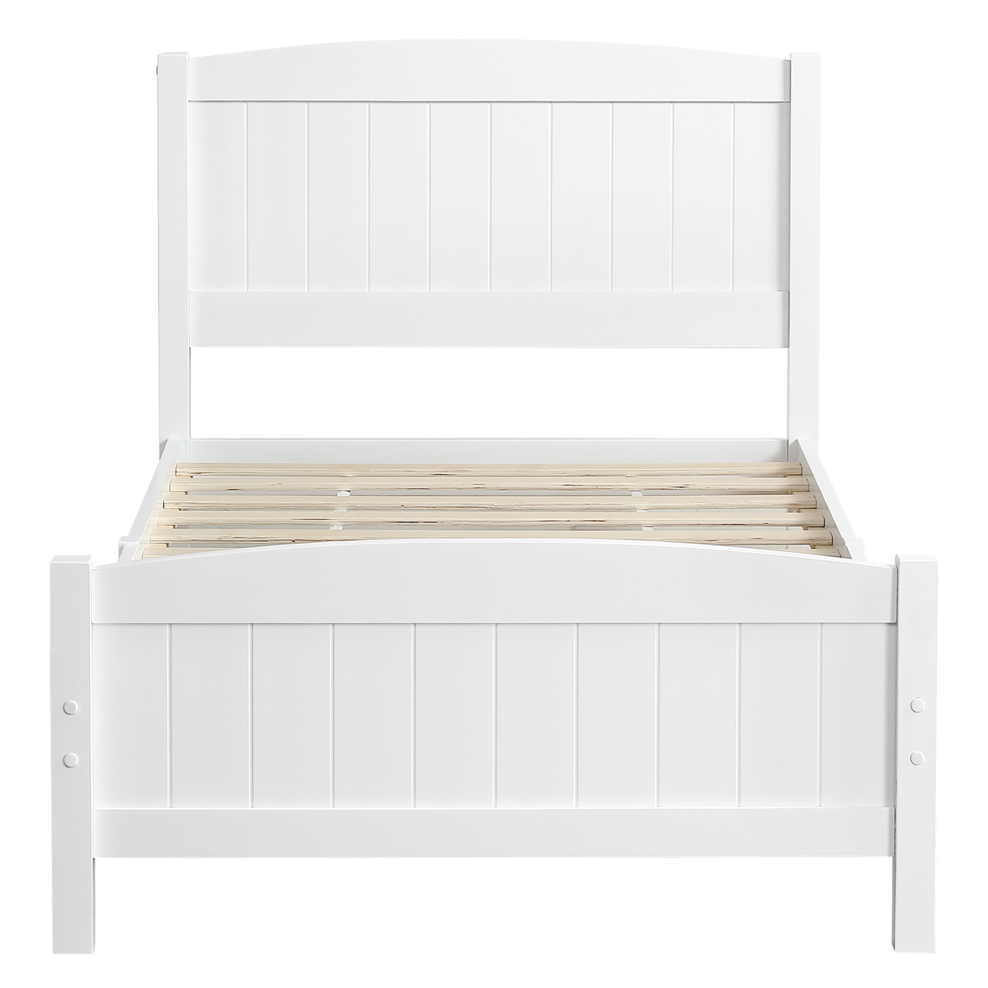 Spaco Twin Pine Bed Frame with Headboard Wood Platform Bed for Kids Adults, White