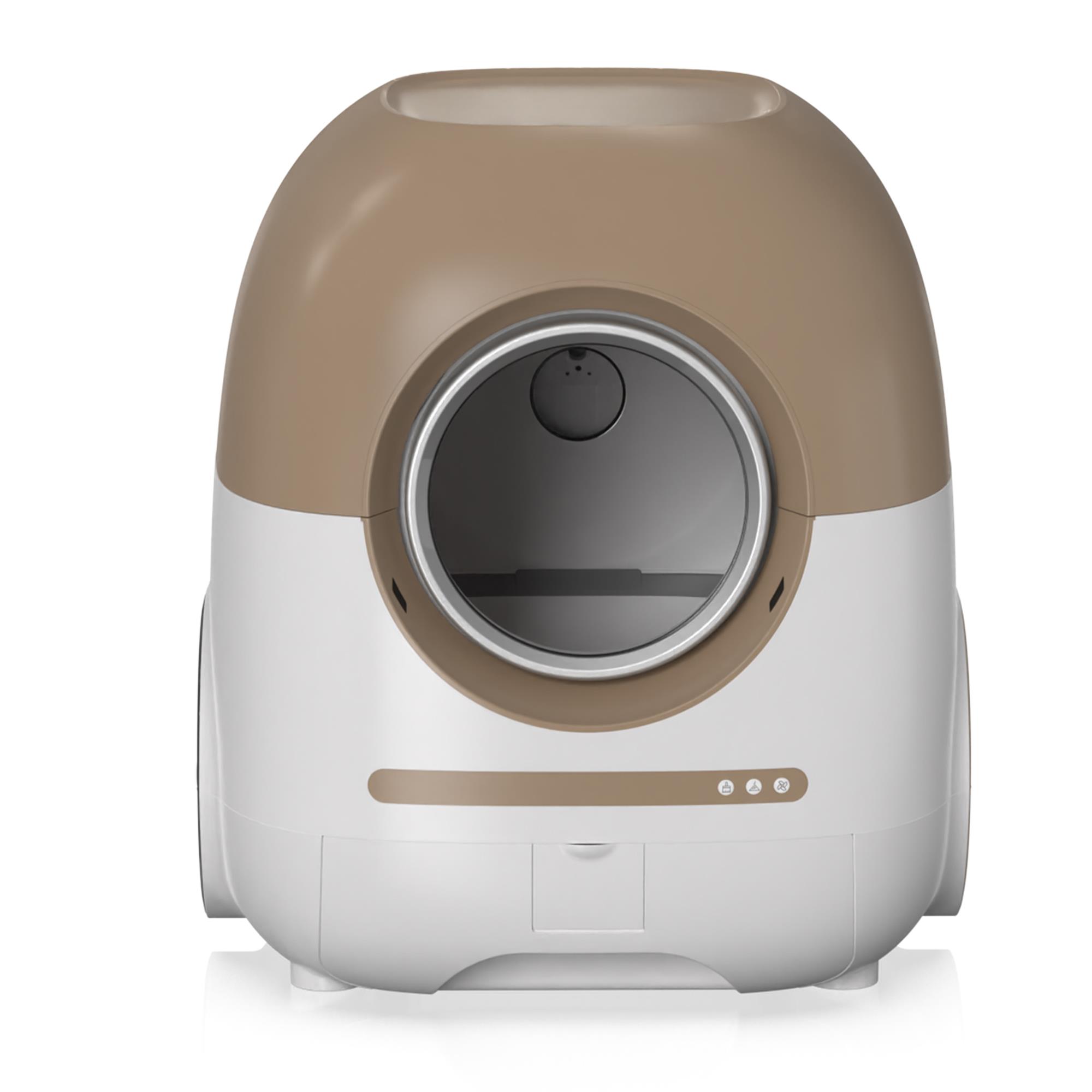 Pefilos 80L Self Cleaning Cat Litter Box, Automatic with Mat and Liner, Smart Cat Litter Cleaning Robot for Multi Cats, Support 5G/Anti-Pinch, Brown