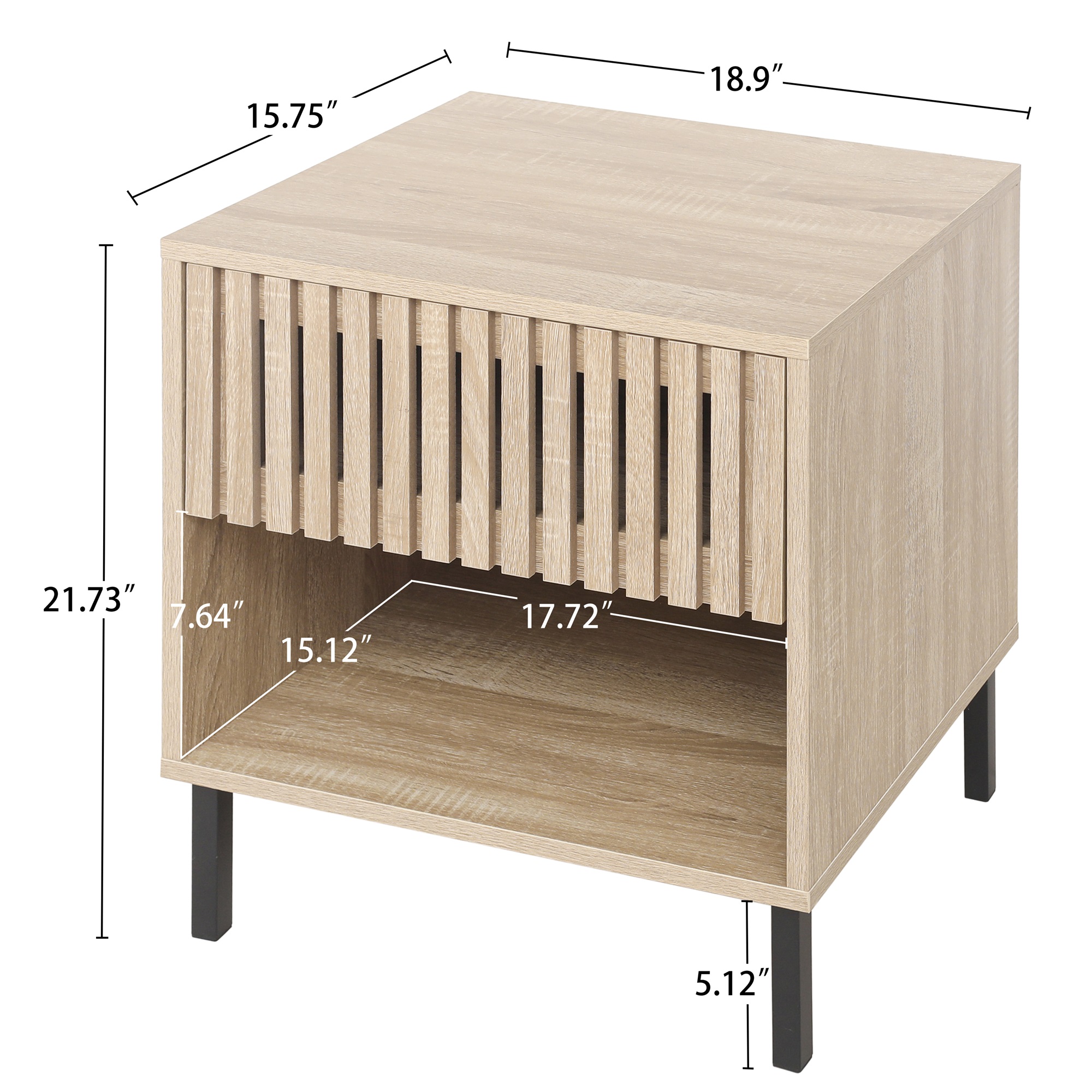 Resenkos Nightstand Set of 2, Side Table with Drawer, Accent Side or End Table, Storage for Living Room, Natural