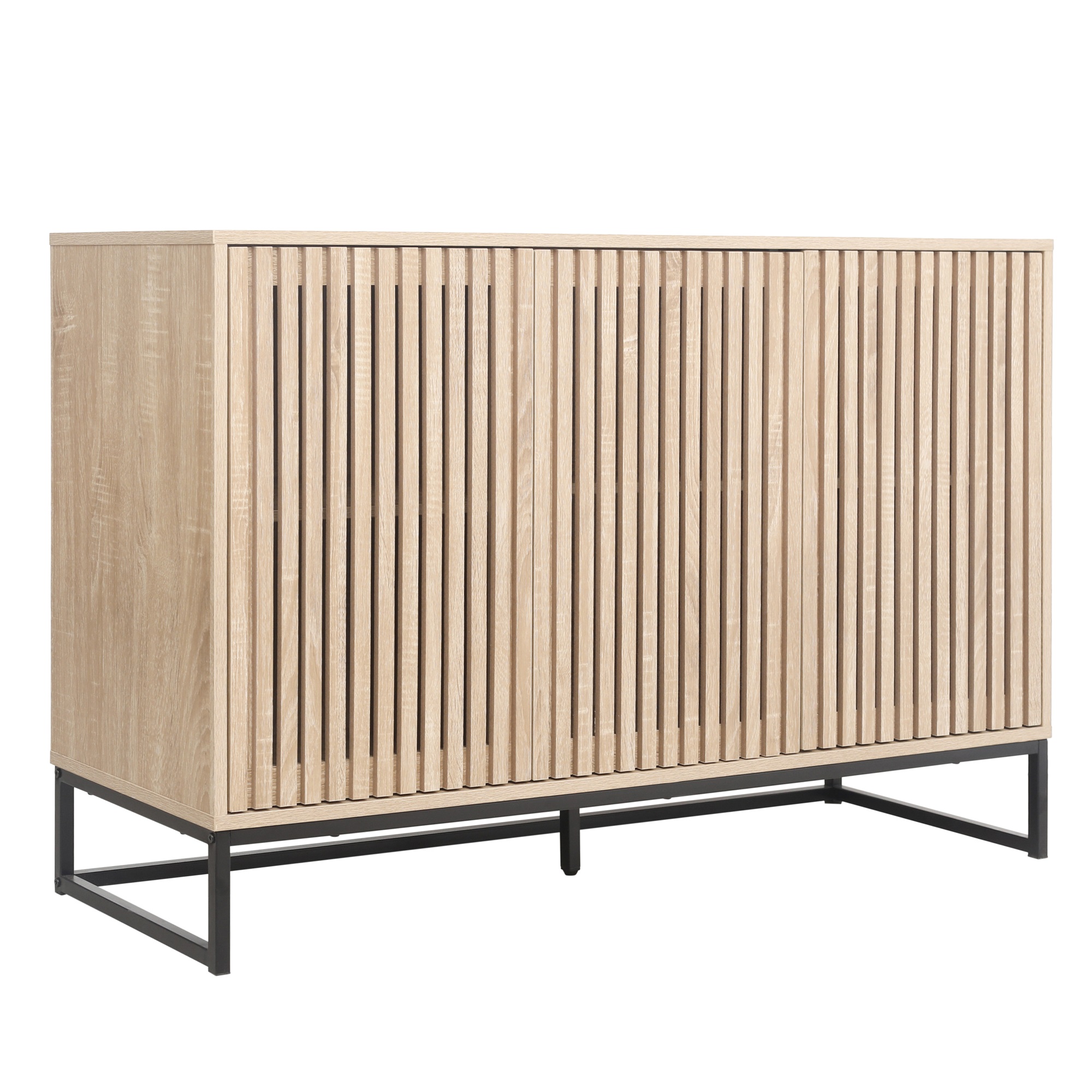 Spaco 3 Door Accent Storage Cabinet Sideboard Cabinet for Living Room, Natural