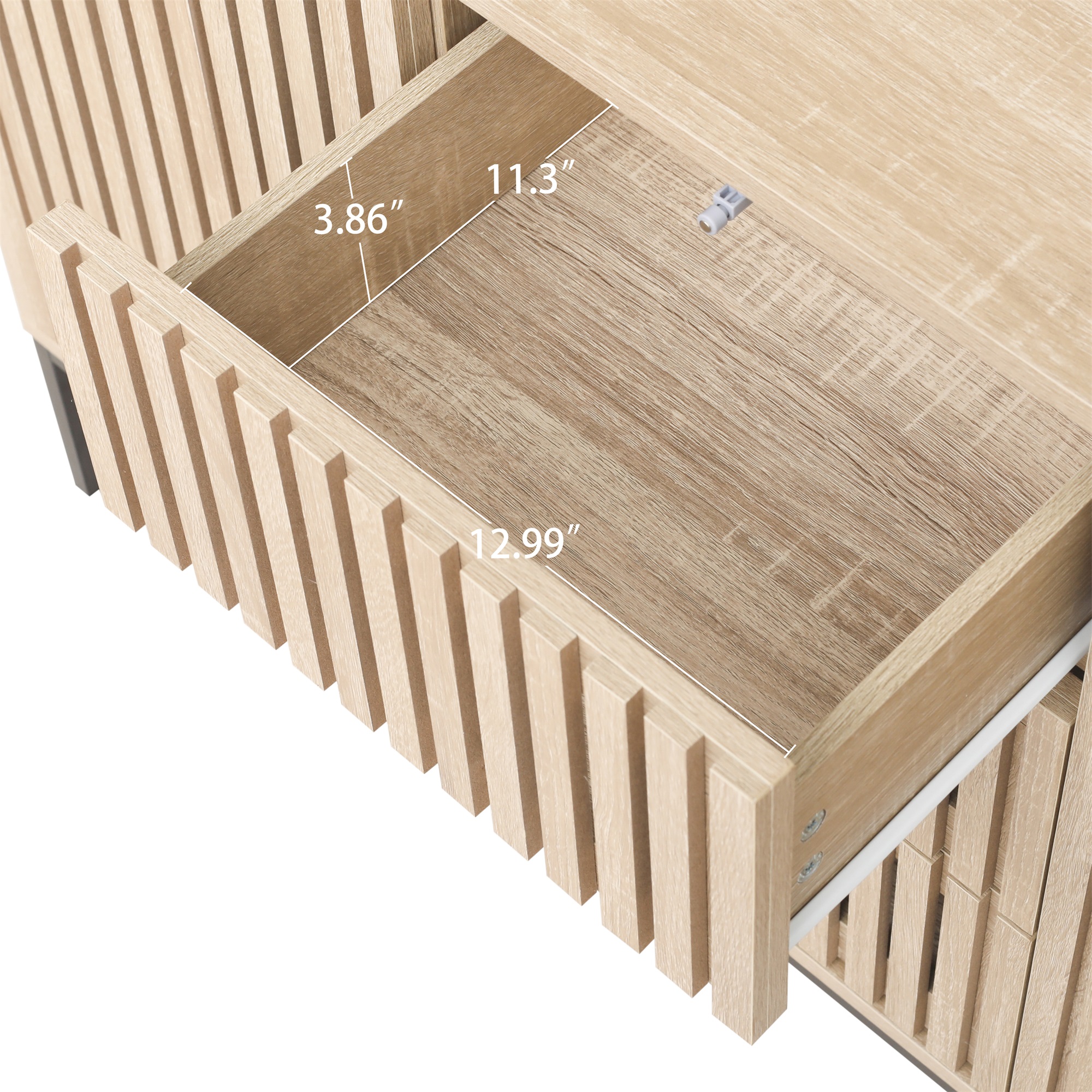 Resenkos Sideboard Cabinet, Accent Storage Cabinet with 3 Drawer, 3 Door Cabinet Suitable for Living Room, Natural