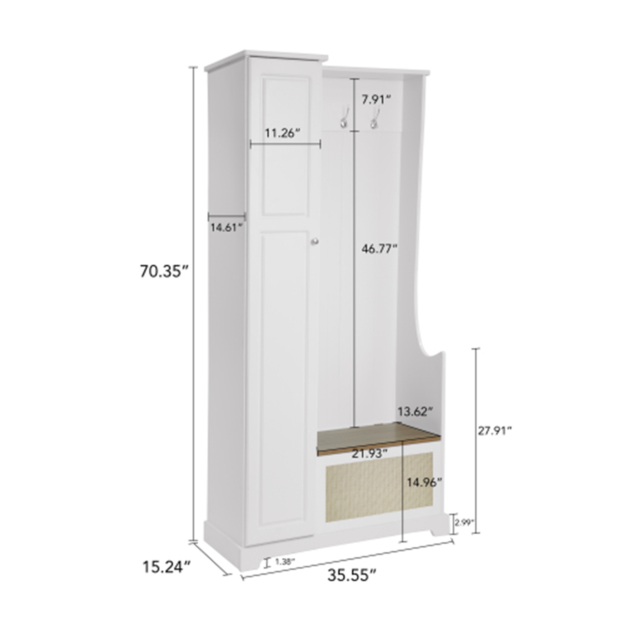 Spaco Accent Storage Cabinet Entryway Suitable for Bedroom, White