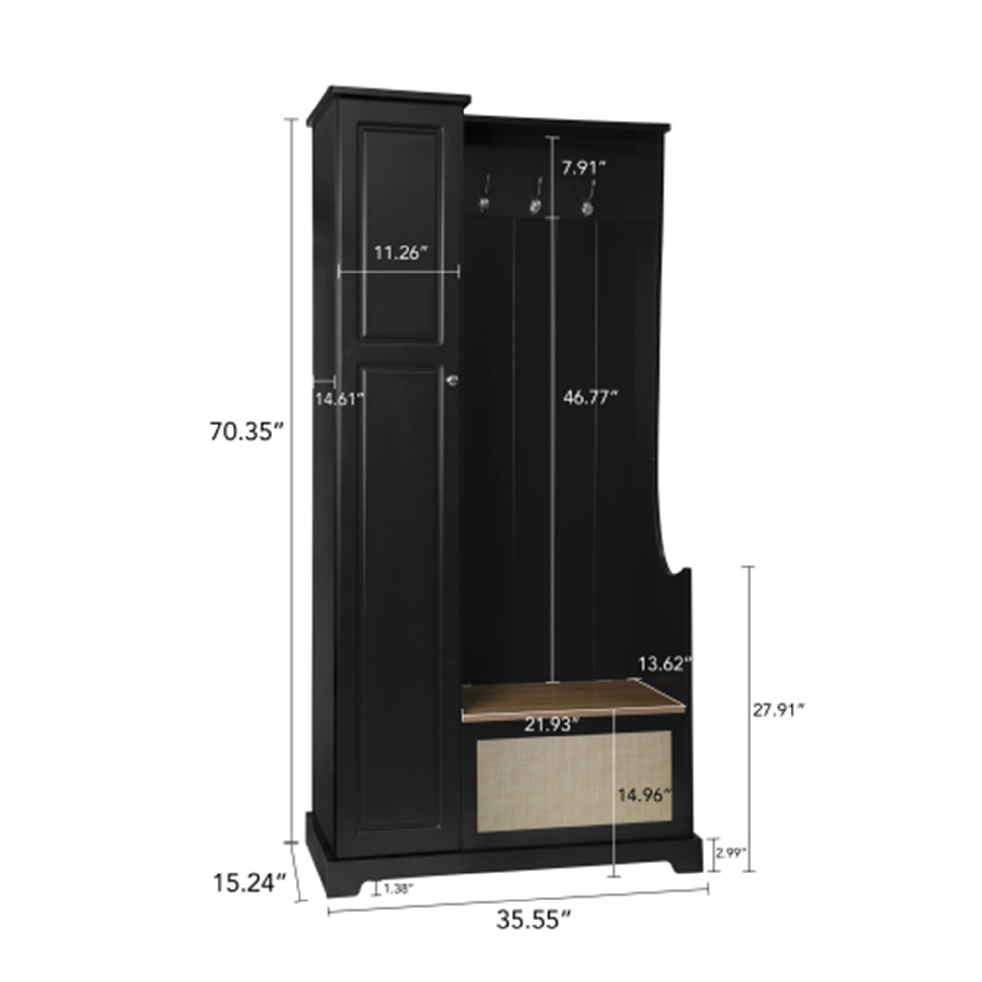 Spaco Accent Storage Cabinet Entryway Suitable for Bedroom, Black