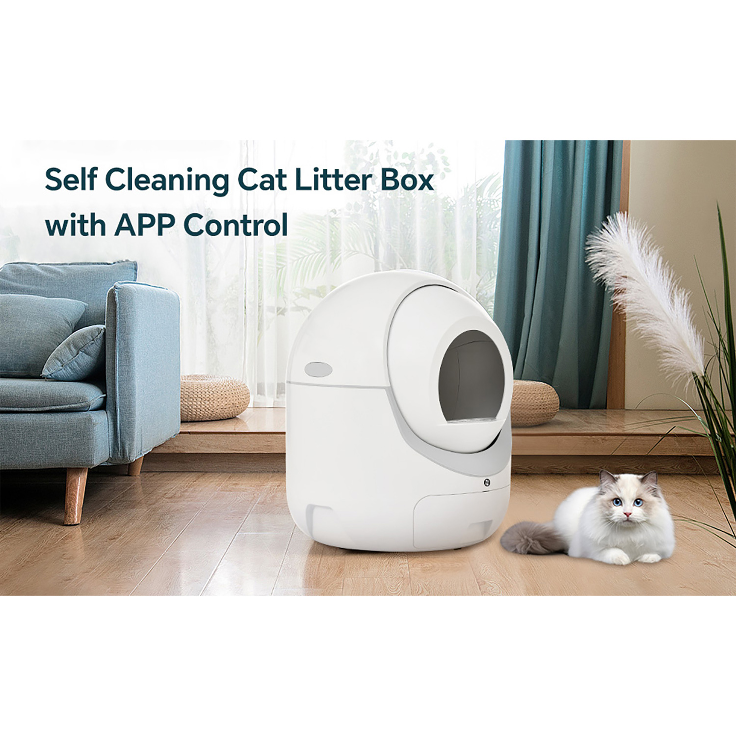 Kepooman Upgraded Hmi System, Self-Cleaning Litter Box for Multiple Cats, Automatic Dumping, Suitable for All Kinds of Cat Litter, Safe, Deodorizing, App Control, Support 2.4g Wifi, White Kepooman Upgraded Hmi System, Self-Cleaning Litter Box for Multiple Cats, Automatic Dumping, Suitable for All Kinds of Cat Litter, Safe, Deodorizing, App Control, Support 2.4g Wifi, White