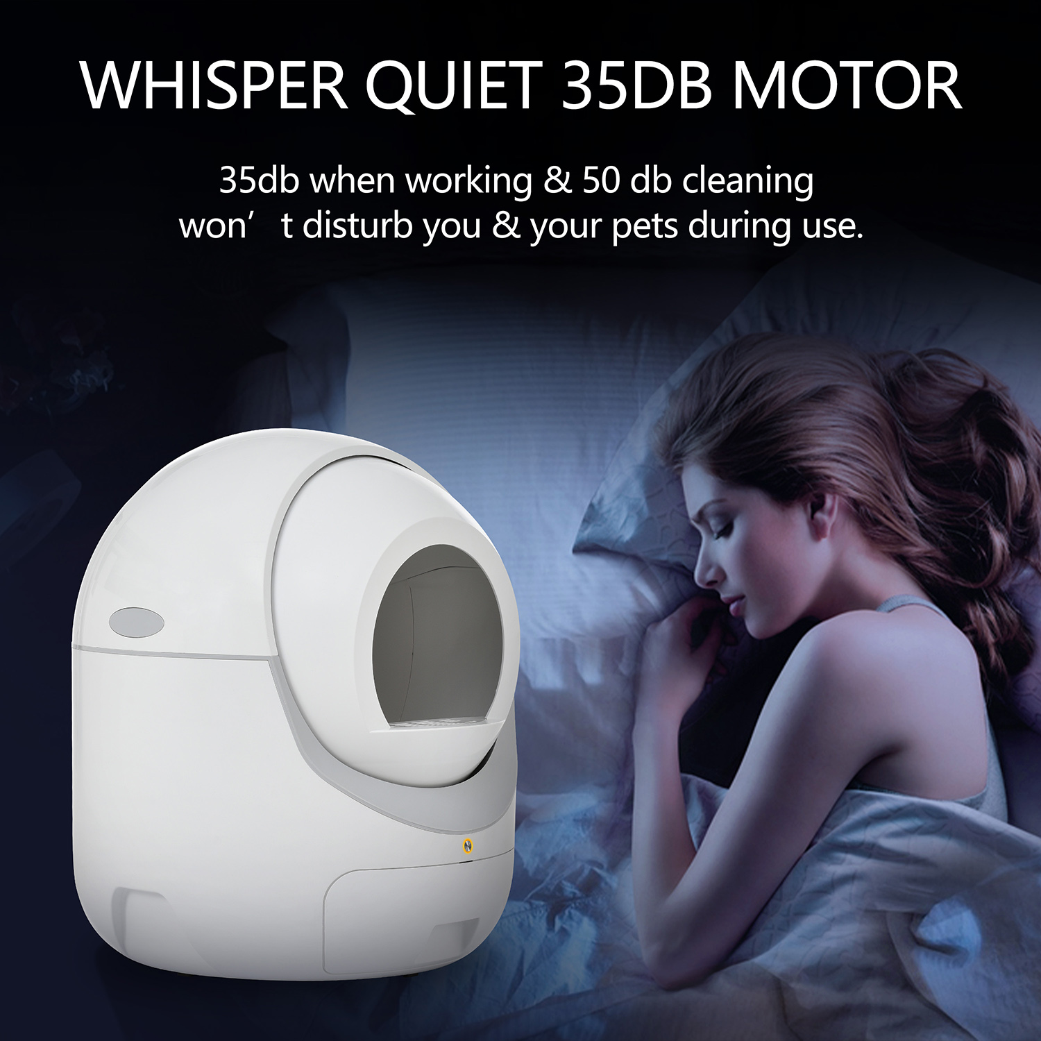 Kepooman Upgraded Hmi System, Self-Cleaning Litter Box for Multiple Cats, Automatic Dumping, Suitable for All Kinds of Cat Litter, Safe, Deodorizing, App Control, Support 2.4g Wifi, White Kepooman Upgraded Hmi System, Self-Cleaning Litter Box for Multiple Cats, Automatic Dumping, Suitable for All Kinds of Cat Litter, Safe, Deodorizing, App Control, Support 2.4g Wifi, White