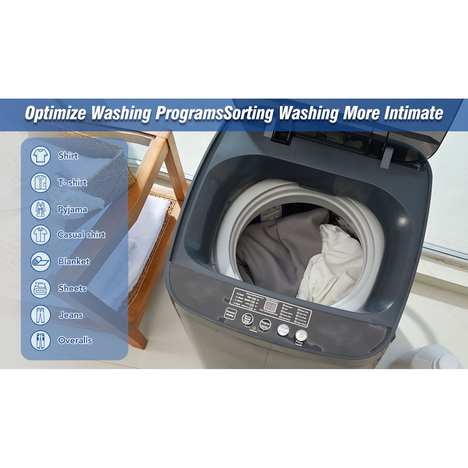 Kepooman Portable Home Automatic Washer, of Laundry, 8 Water Levels/10 Programs for College Dorms, Rvs, Camping, Antique Grey White Kepooman Portable Home Automatic Washer, of Laundry, 8 Water Levels/10 Programs for College Dorms, Rvs, Camping, Antique Grey White