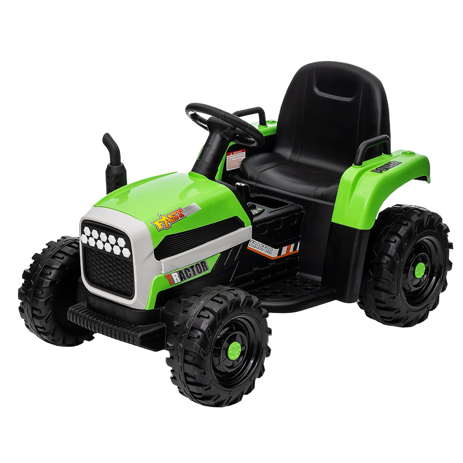 CIPACHO 12V Battery-Powered Kids Toy Tractor with Trailer and 3-Gear-Shift Ground Loader Ride On with USB&Bluetooth, Green