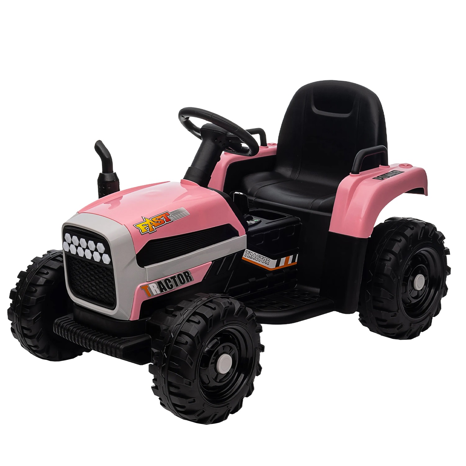 CIPACHO 12V Battery-Powered Kids Toy Tractor with Trailer and 3-Gear-Shift Ground Loader Ride On with USB&Bluetooth, Pink