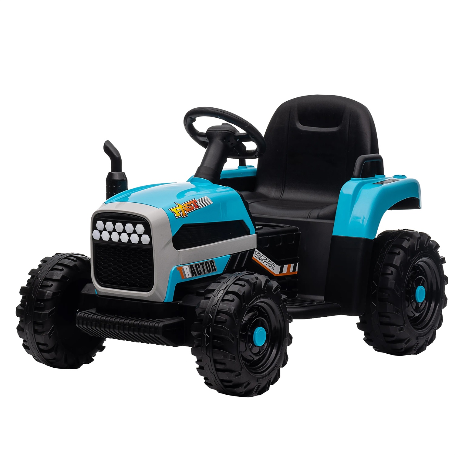 CIPACHO 12V Electric Tractor Toy with Trailer, Ground Loader Ride On for Kids with 3-Gear-Shift, Blue