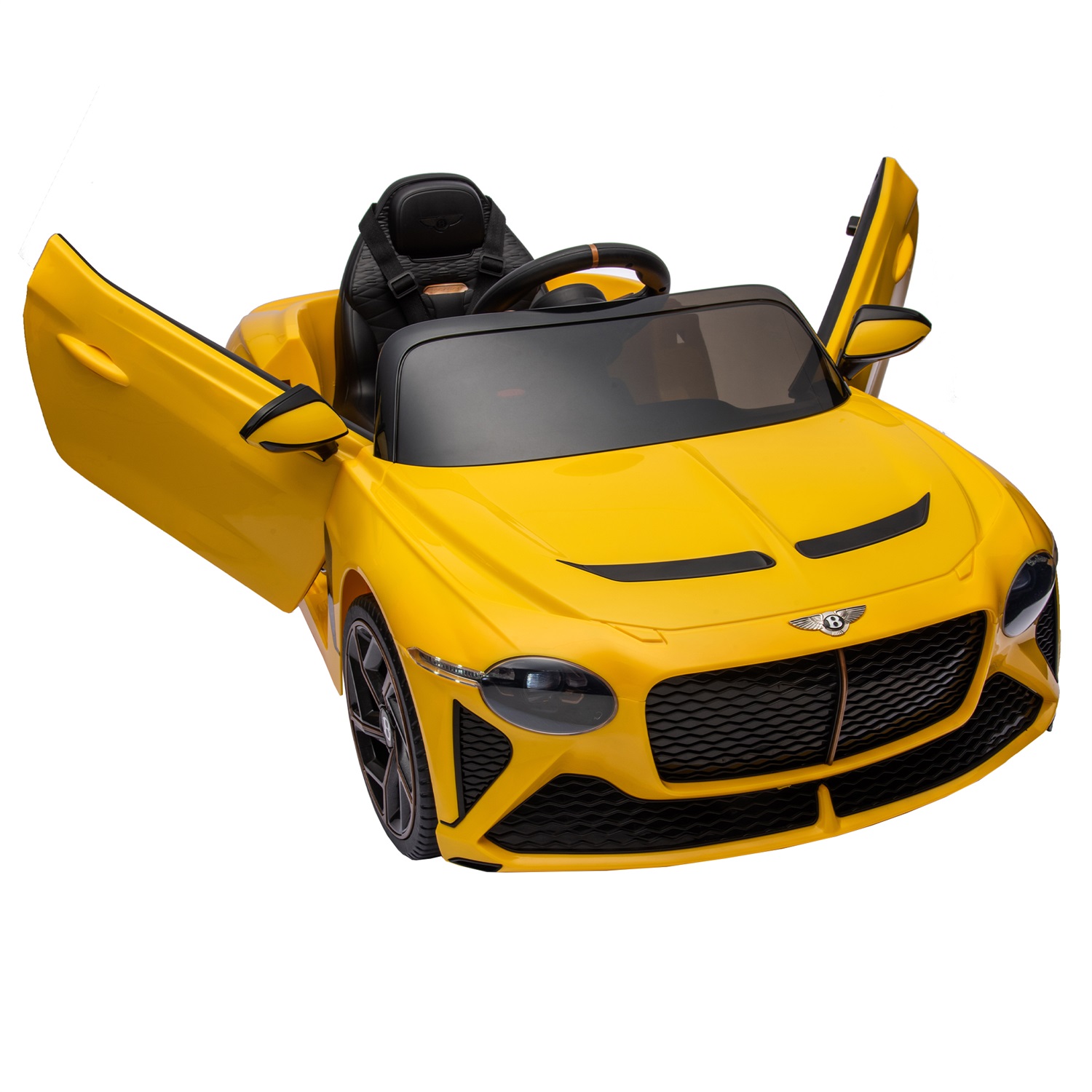 CIPACHO Kids Electric Ride On Toy, 12V 4 Wheels Battery Powered Sports Kids Car, Parents Control, Sound System, LED Headlights, Yellow