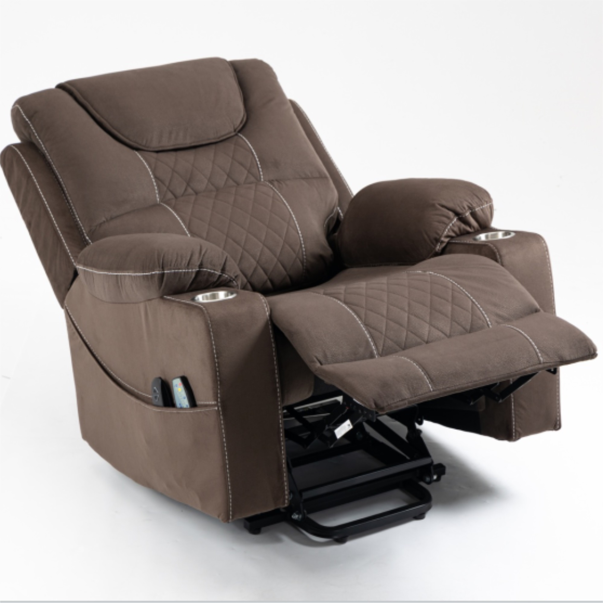 Resenkos Massage Recliner Chair, Fabric Recliner Sofa Home Theater Seating with Lumbar Support, Power Lift Recliner Chair for Living Room, Coffee