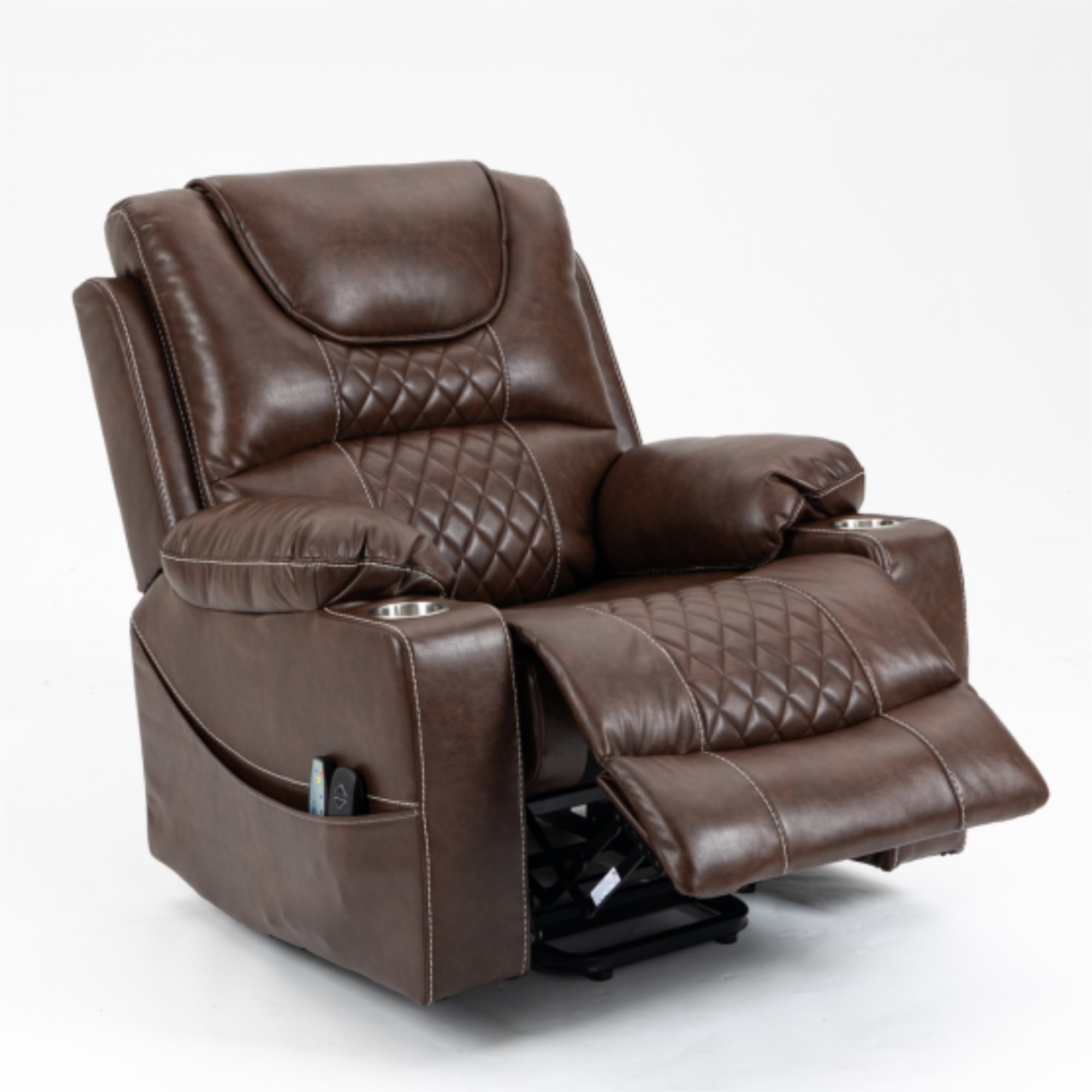 Kadyn Massage Recliner Chair, Fabric Recliner Sofa Home Theater Seating with Lumbar Support, Power Lift Recliner Chair for Living Room, Coffee