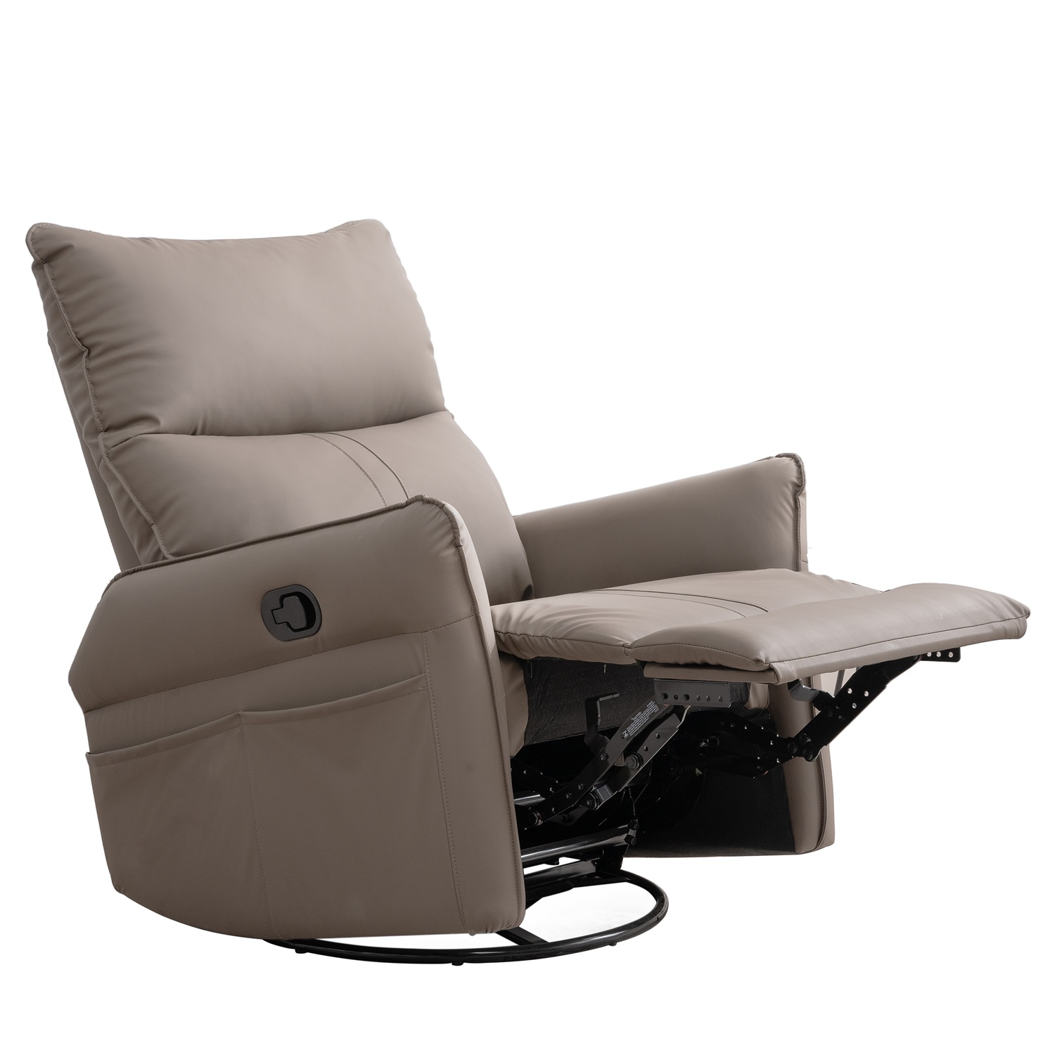 Kepooman Rocking Recliner Chair, 360 Degree Swivel Nursery Rocking Chair, Home Theater Seating with USB Charging Ports for Living Room Bedroom, Brown