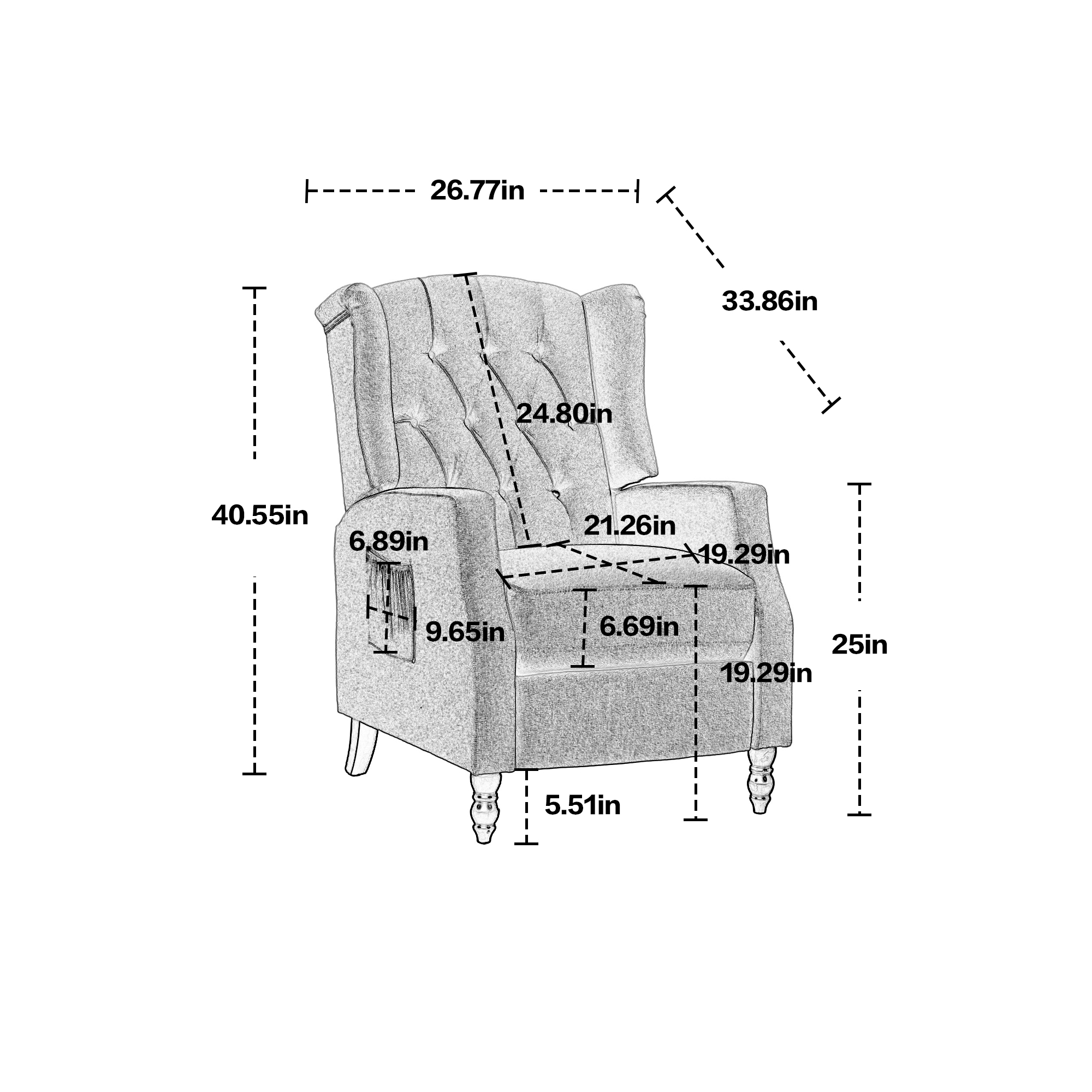 Kadyn Massage Recliner Chair, Fabric Recliner Sofa Home Theater Seating, Single Sofa Armchair Easy Lounge for Living Room, Camel