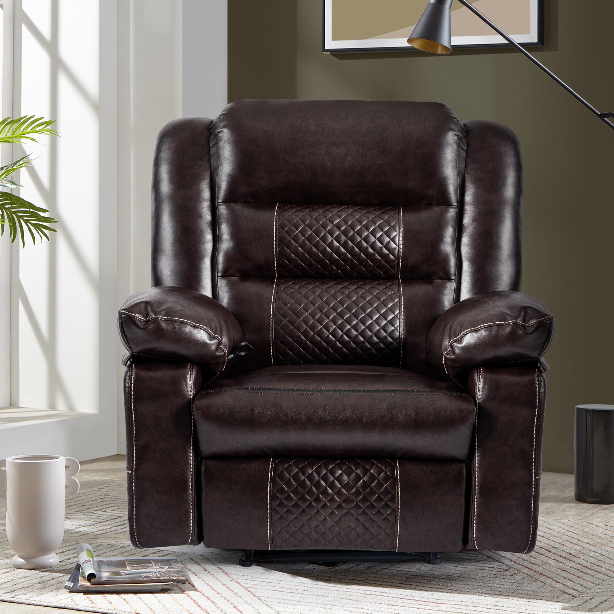 Resenkos Power Recliner Chair, Electric Power Recliner Chair with Massage and Heat, Electric Recliner Chairs for Seniors, USB Port, Brown