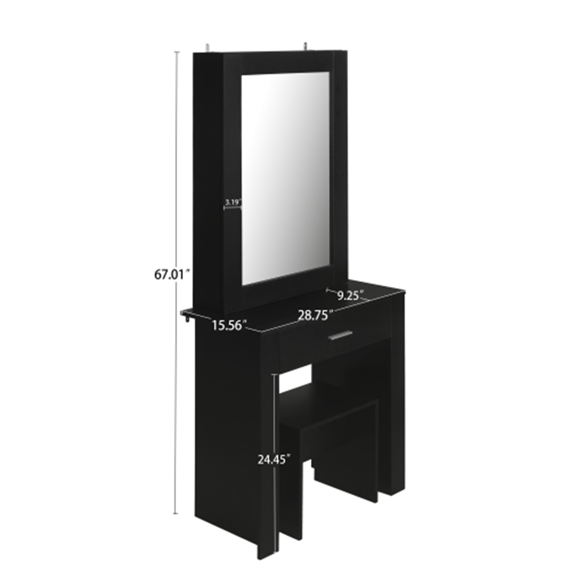 Kepooman Makeup Vanity with Mirror & Stool, Mid-Century Dressing Table for Writing Study Bedroom, Black Kepooman Makeup Vanity with Mirror & Stool, Mid-Century Dressing Table for Writing Study Bedroom, Black
