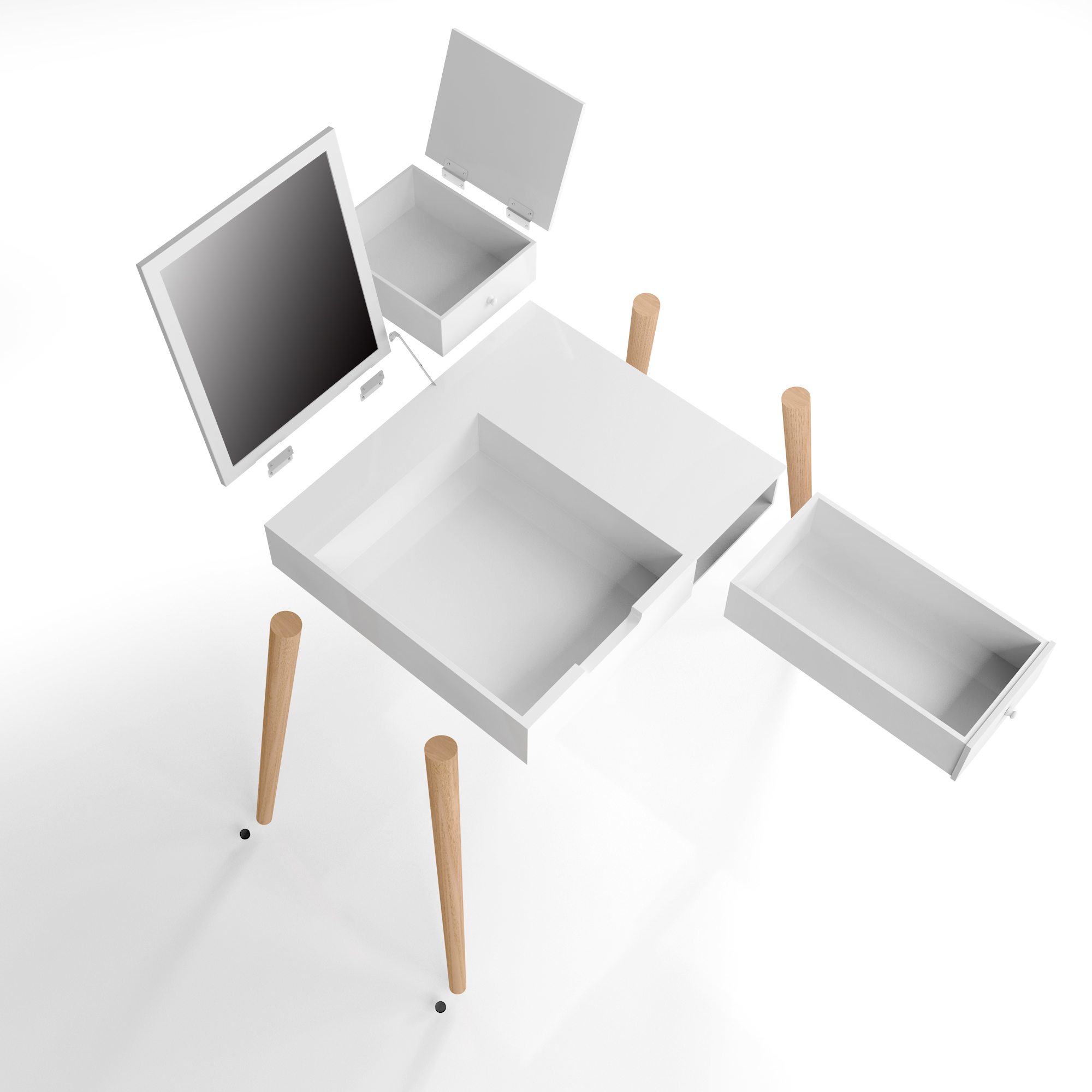 Kepooman Makeup Vanity with Flip-Top Mirror and 2 Drawers, Mid-Century Dressing Table for Writing Study Bedroom, White Kepooman Makeup Vanity with Flip-Top Mirror and 2 Drawers, Mid-Century Dressing Table for Writing Study Bedroom, White