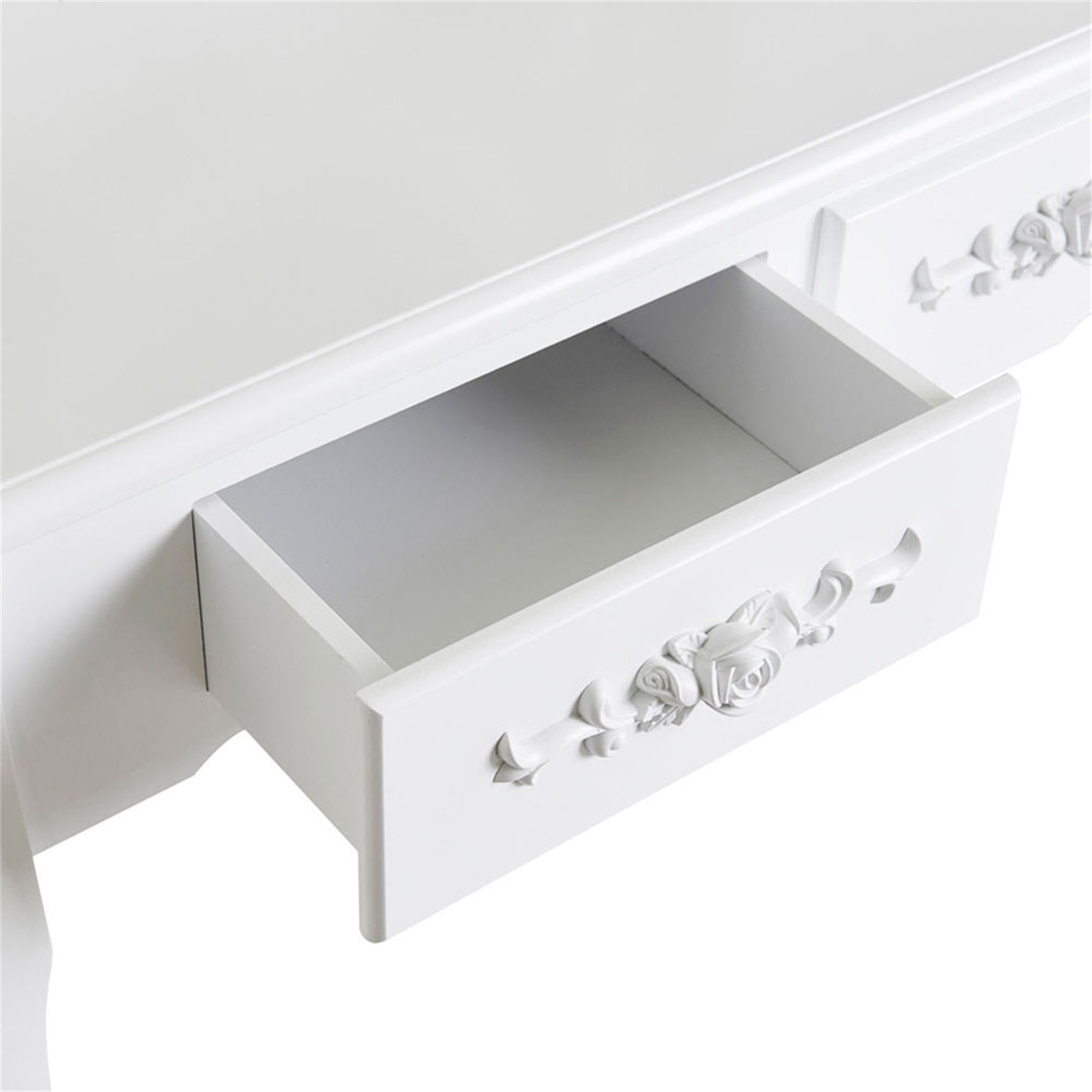 Kepooman Vanity Desk with Lighted Mirror, Vanity Table and Chair Set with 4 Drawer, White Kepooman Vanity Desk with Lighted Mirror, Vanity Table and Chair Set with 4 Drawer, White
