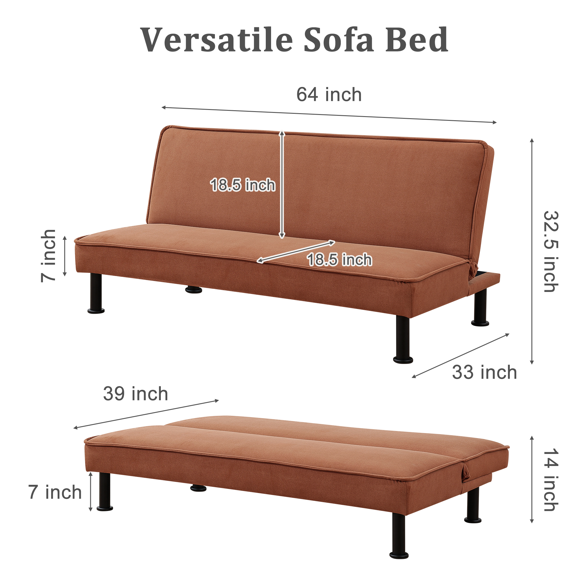 Spaco Futon Sofa Bed Convertible Futon Sleeper Sofa for Living Room Furniture, Light Brown