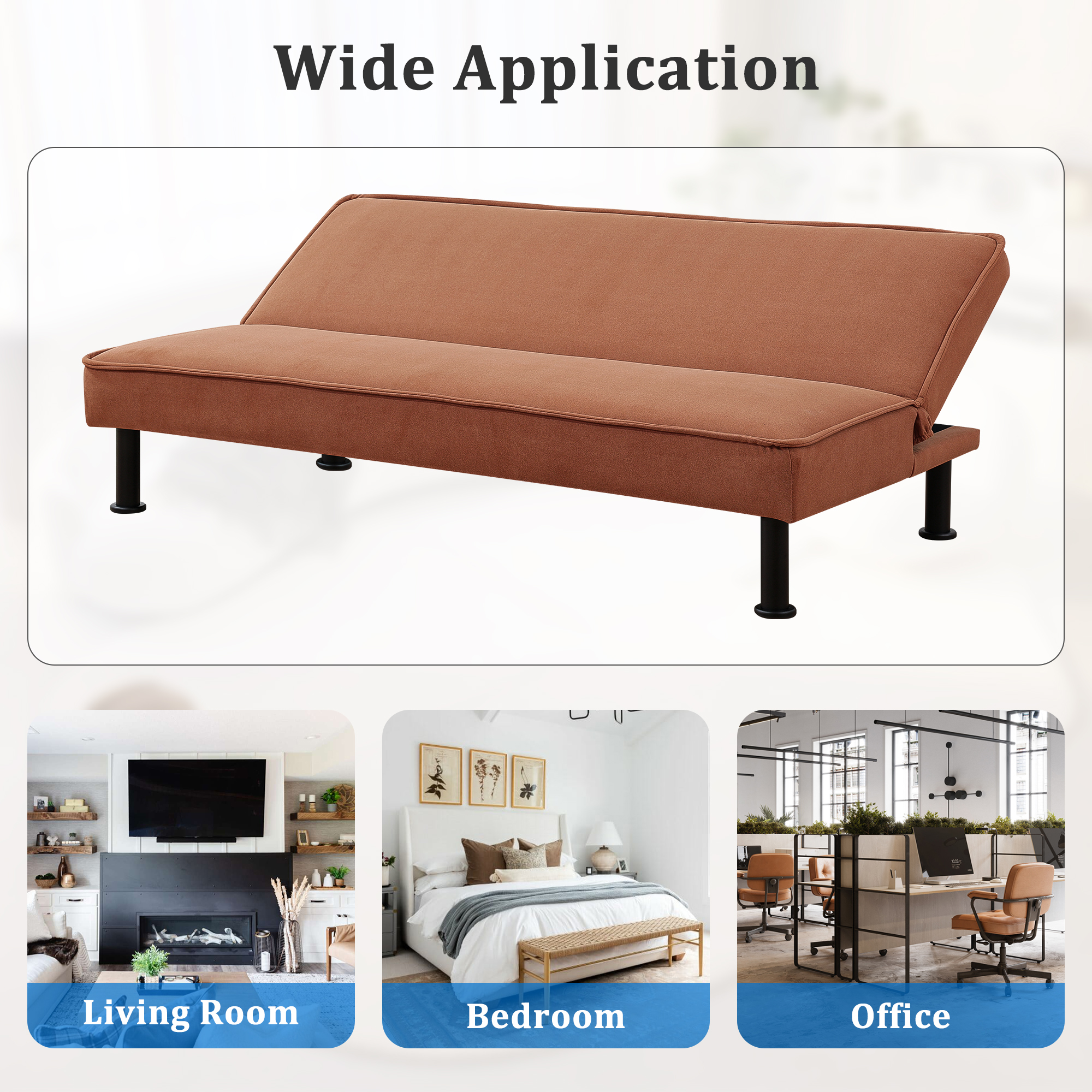 Spaco Futon Sofa Bed Convertible Futon Sleeper Sofa for Living Room Furniture, Light Brown