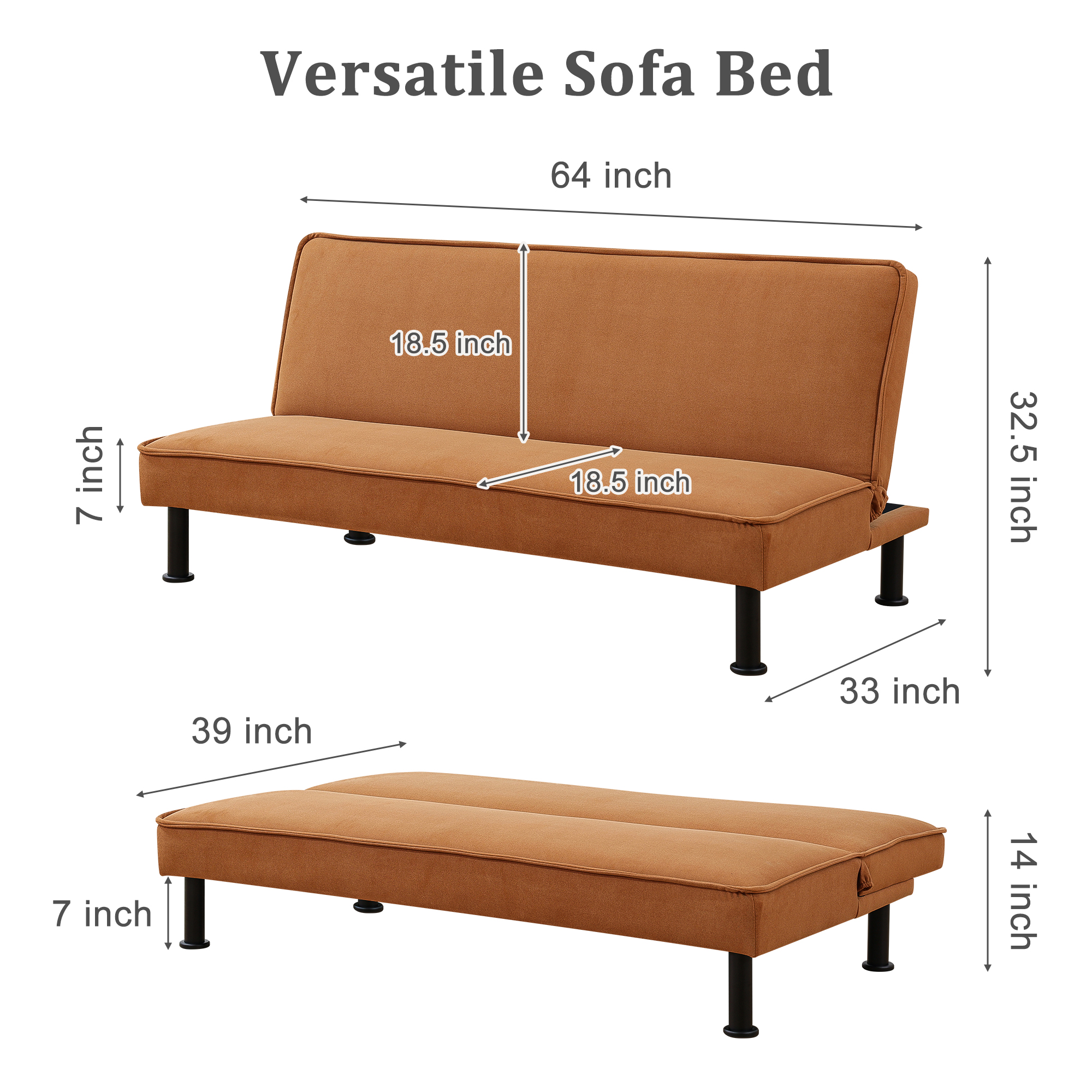 Spaco Futon Sofa Bed Convertible Futon Sleeper Sofa for Living Room Furniture, Light Coffee