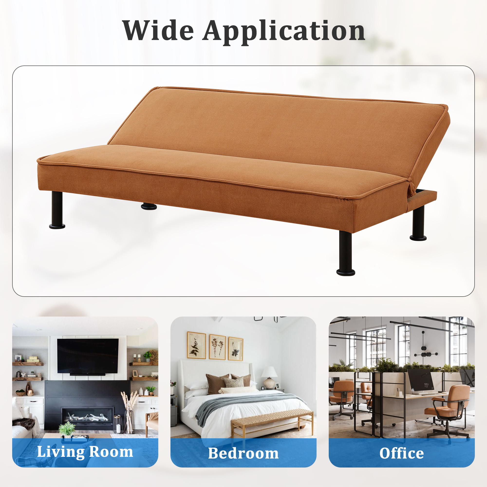 Spaco Futon Sofa Bed Convertible Futon Sleeper Sofa for Living Room Furniture, Light Coffee