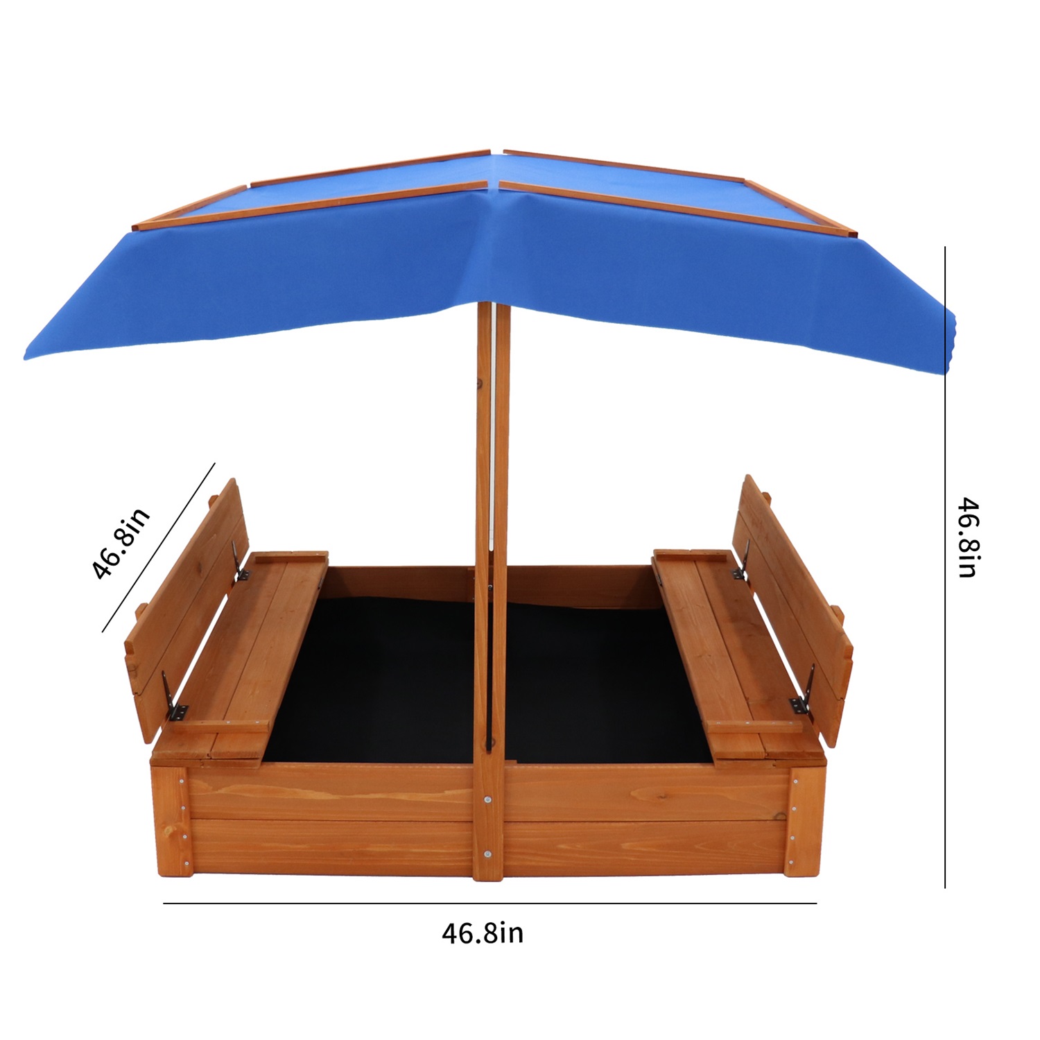 CIPACHO Wooden Kid's Sandbox with Cover, Sandpit with Adjustable Canopy, Backyard Garden Play, Brown