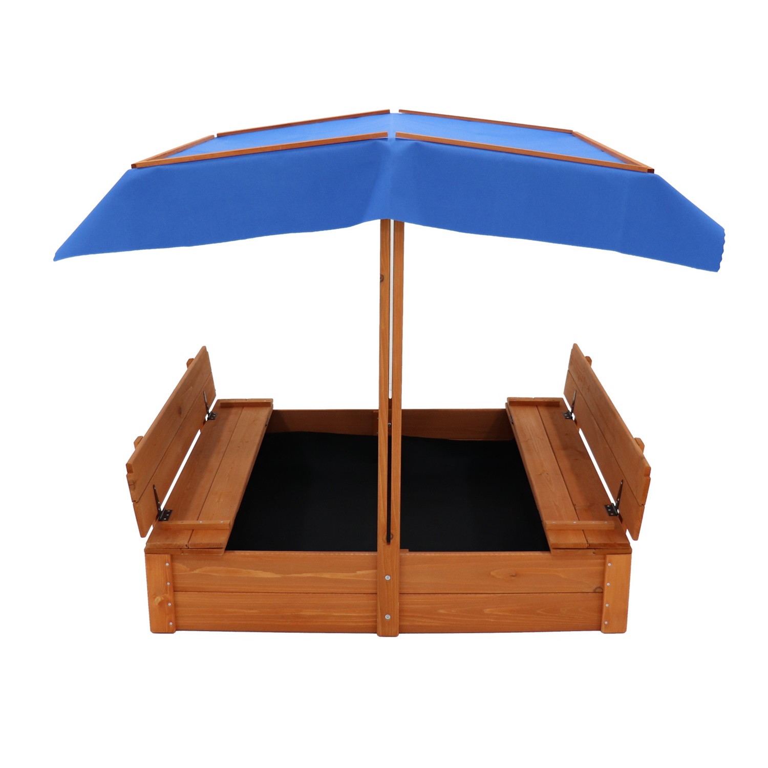 CIPACHO Wooden Kid's Sandbox with Cover, Sandpit with Adjustable Canopy, Backyard Garden Play, Brown