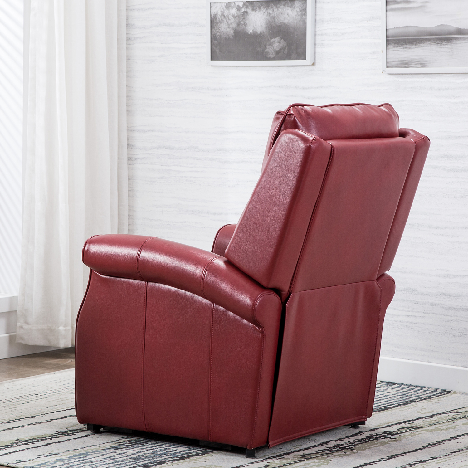 Resenkos Electric Power Lift Chairs Recliner, Faux Leather Upholstered Reclining Lifting Chair, Red