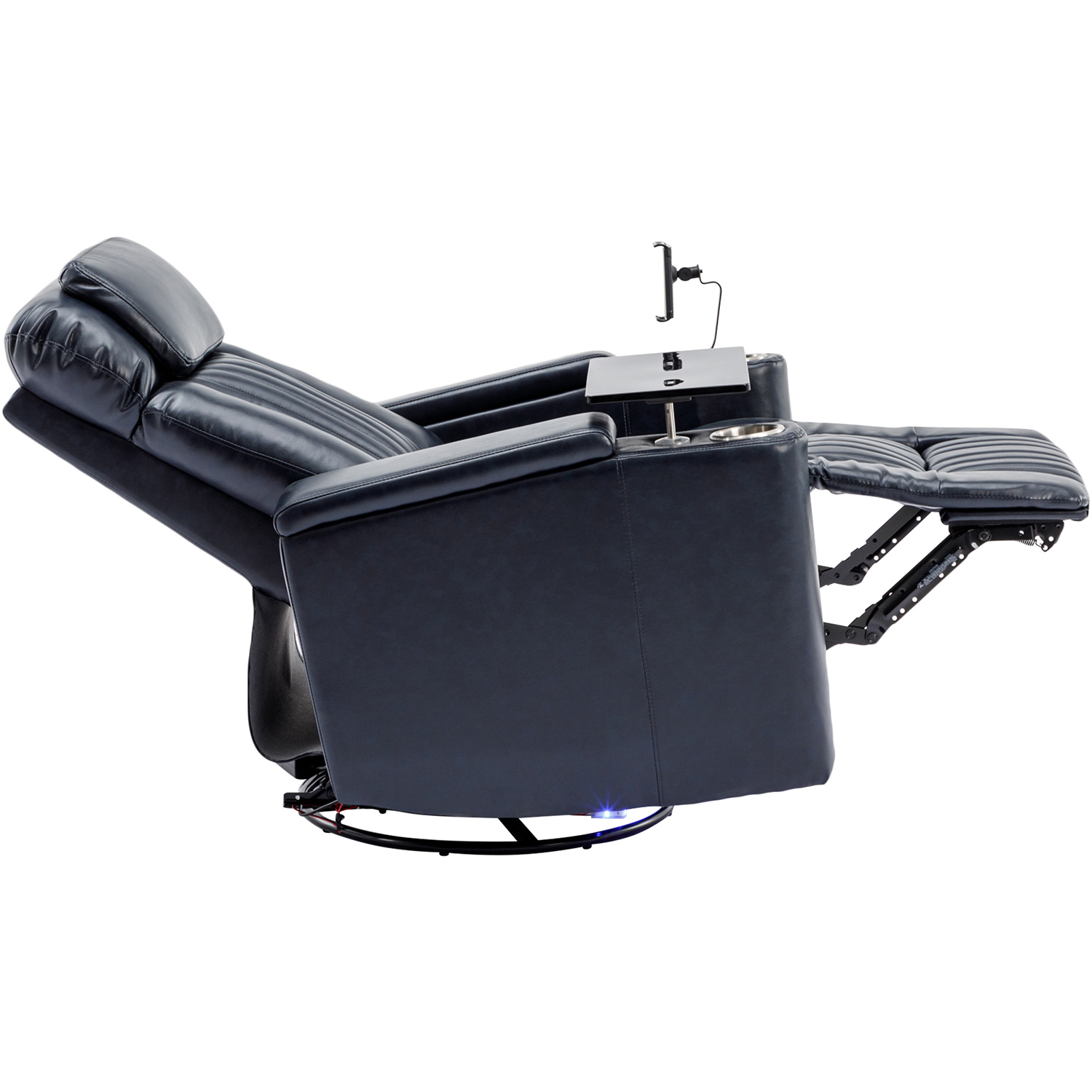 Kepooman Power Recliner, Leather Power Recliner with Concealed Arm Storage with Comfort Backrest, LED Lights, Cup Holder, 270° Swivel Home Theater Recliner, Blue Kepooman Power Recliner, Leather Power Recliner with Concealed Arm Storage with Comfort Backrest, LED Lights, Cup Holder, 270° Swivel Home Theater Recliner, Blue