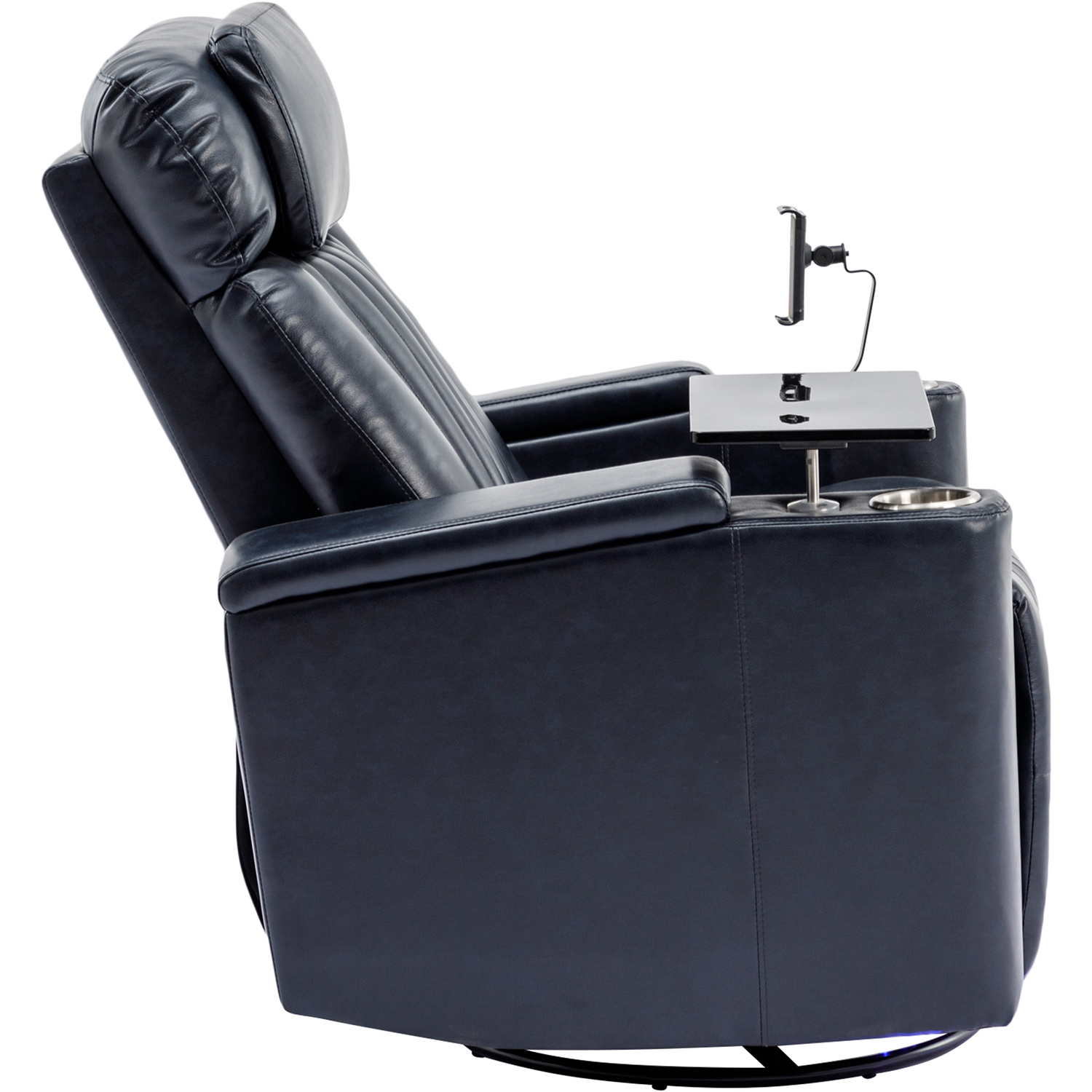 Kepooman Power Recliner, Leather Power Recliner with Concealed Arm Storage with Comfort Backrest, LED Lights, Cup Holder, 270° Swivel Home Theater Recliner, Blue Kepooman Power Recliner, Leather Power Recliner with Concealed Arm Storage with Comfort Backrest, LED Lights, Cup Holder, 270° Swivel Home Theater Recliner, Blue