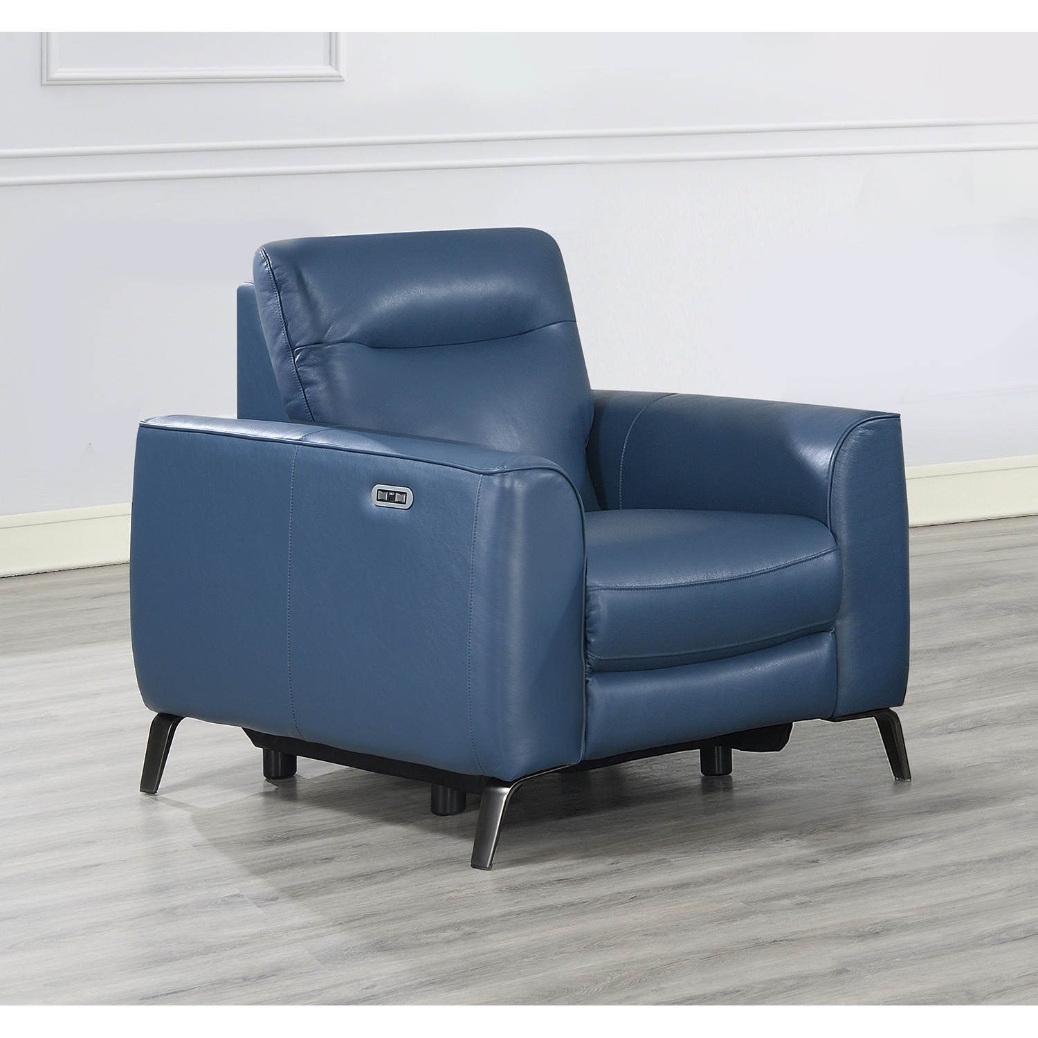 Kepooman Power Lift Chair Recliner, PU Leather Power Lift Chair, Heavy Duty Dual Motor Lazy Boy Sofa Casual Sofa Armchair for Home, Living Room, Office, Bedroom Leather Single Sofa Blue