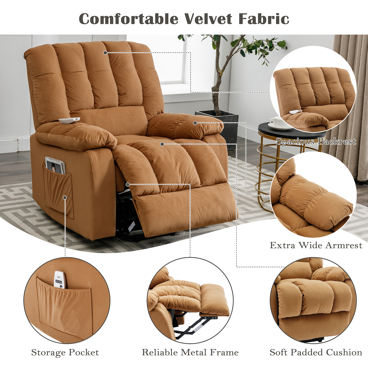 Kepooman Massage Recliner, Power Lift Recliner with Heat, Vibration and Side Pockets for Living Room, Bedroom's, Power Single Sofa, Light Brown Kepooman Massage Recliner, Power Lift Recliner with Heat, Vibration and Side Pockets for Living Room, Bedroom's, Power Single Sofa, Light Brown