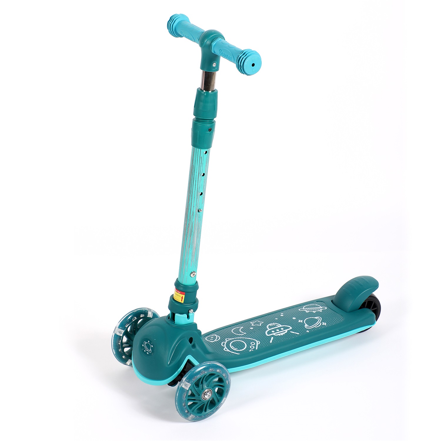 CIPACHO 3 Wheel Scooter for Kids Ages 3-12, Extra-Wide Childrens Foldable Kick Scooter Kids with 3 Adjustable Height, Green