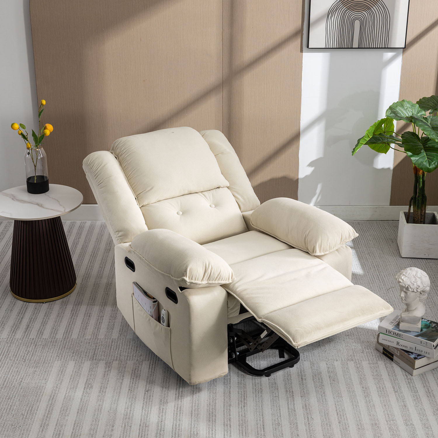 Kepooman Electric Power Lift Chairs Recliner, Power Lift Chair for Elderly with Adjustable Massage and Heating Function for Living Room, Beige