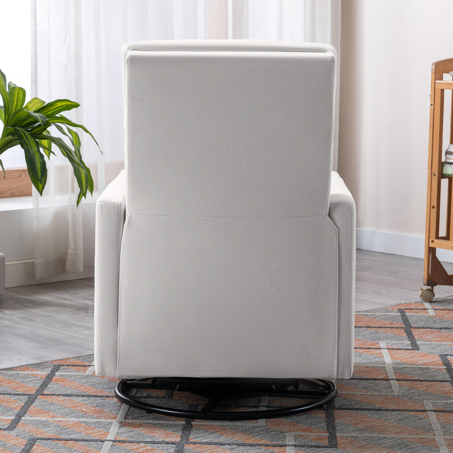 Kepooman Modern Upholstered Rocker Nursery Chair, Plush Seating Glider Swivel Recliner Chair, Beige