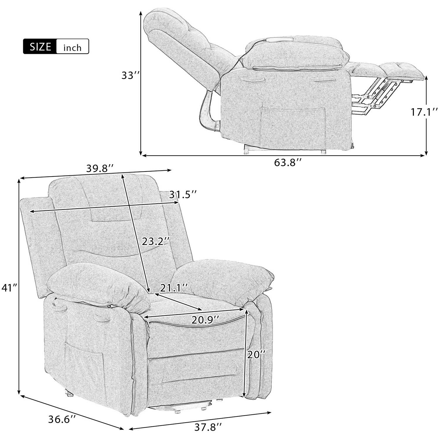 Kepooman Massage Recliner, Power Lift Chair for Elderly with Adjustable Massage and Heating Function, Recliner Chair with Infinite Position and Side Pocket, Beige Kepooman Massage Recliner, Power Lift Chair for Elderly with Adjustable Massage and Heating Function, Recliner Chair with Infinite Position and Side Pocket, Beige