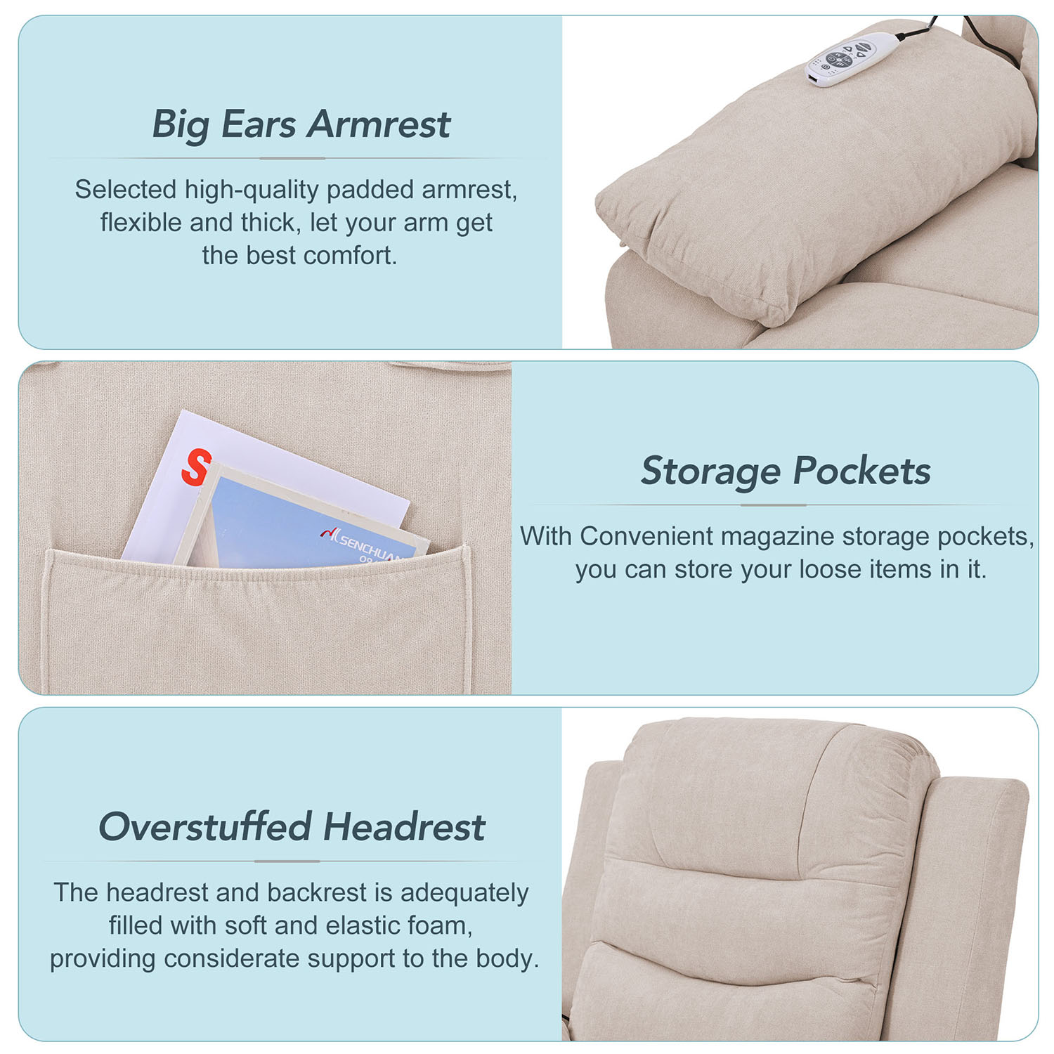 Kepooman Massage Recliner, Power Lift Chair for Elderly with Adjustable Massage and Heating Function, Recliner Chair with Infinite Position and Side Pocket, Beige Kepooman Massage Recliner, Power Lift Chair for Elderly with Adjustable Massage and Heating Function, Recliner Chair with Infinite Position and Side Pocket, Beige