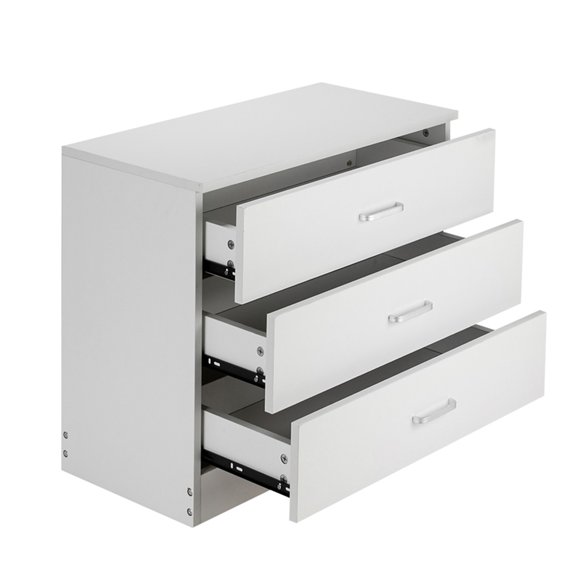 Kepooman Small Nightstand, 3 Drawer Dresser, Solid Wood Side Table Nightstand, Modern Storage Chest of Drawers for Bedroom, Living Room, Reception Room, White Nightstand Decorative Cabinet